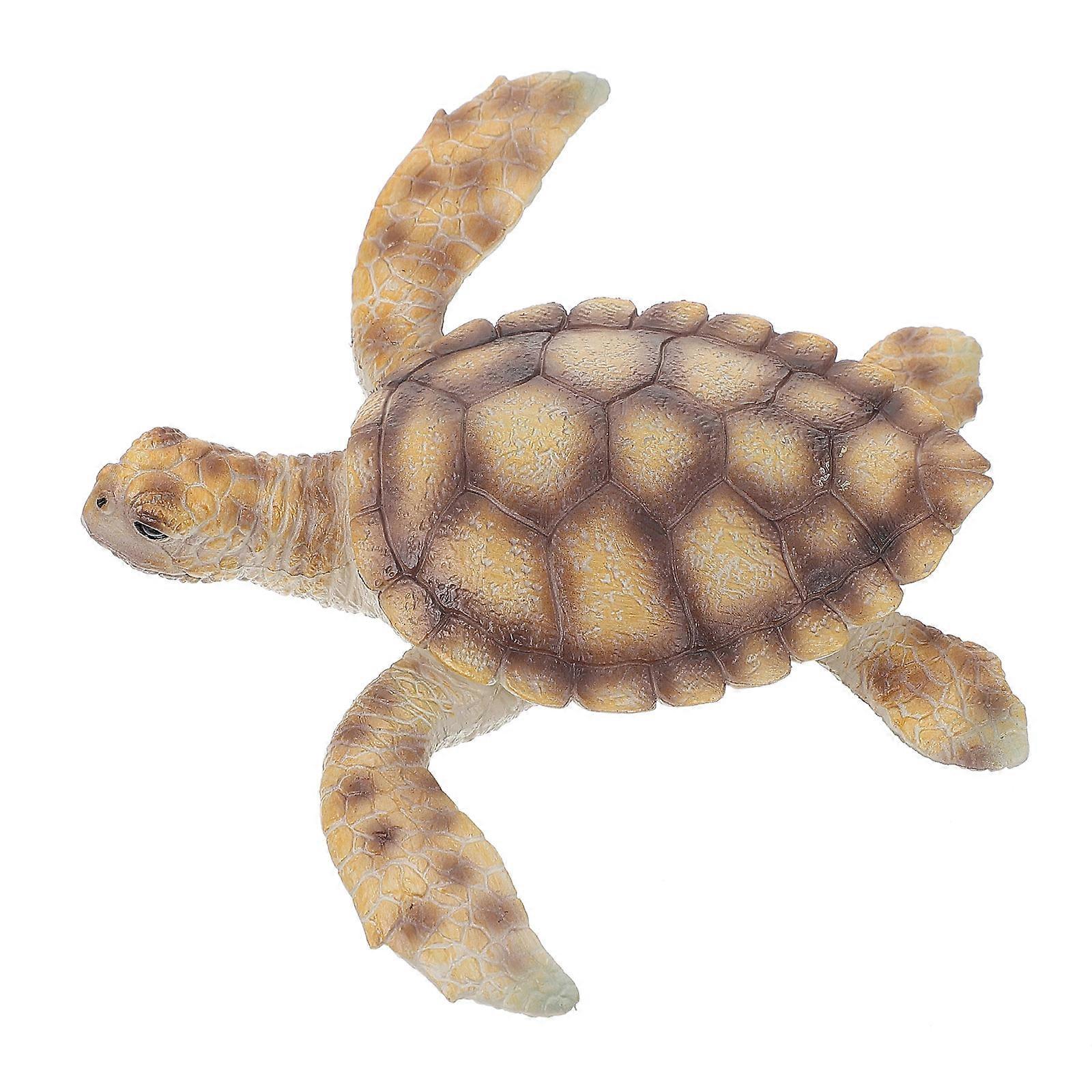 Turtle Model Toy Durable Solid Simulation for Playing Use 2Pcs Khaki Set