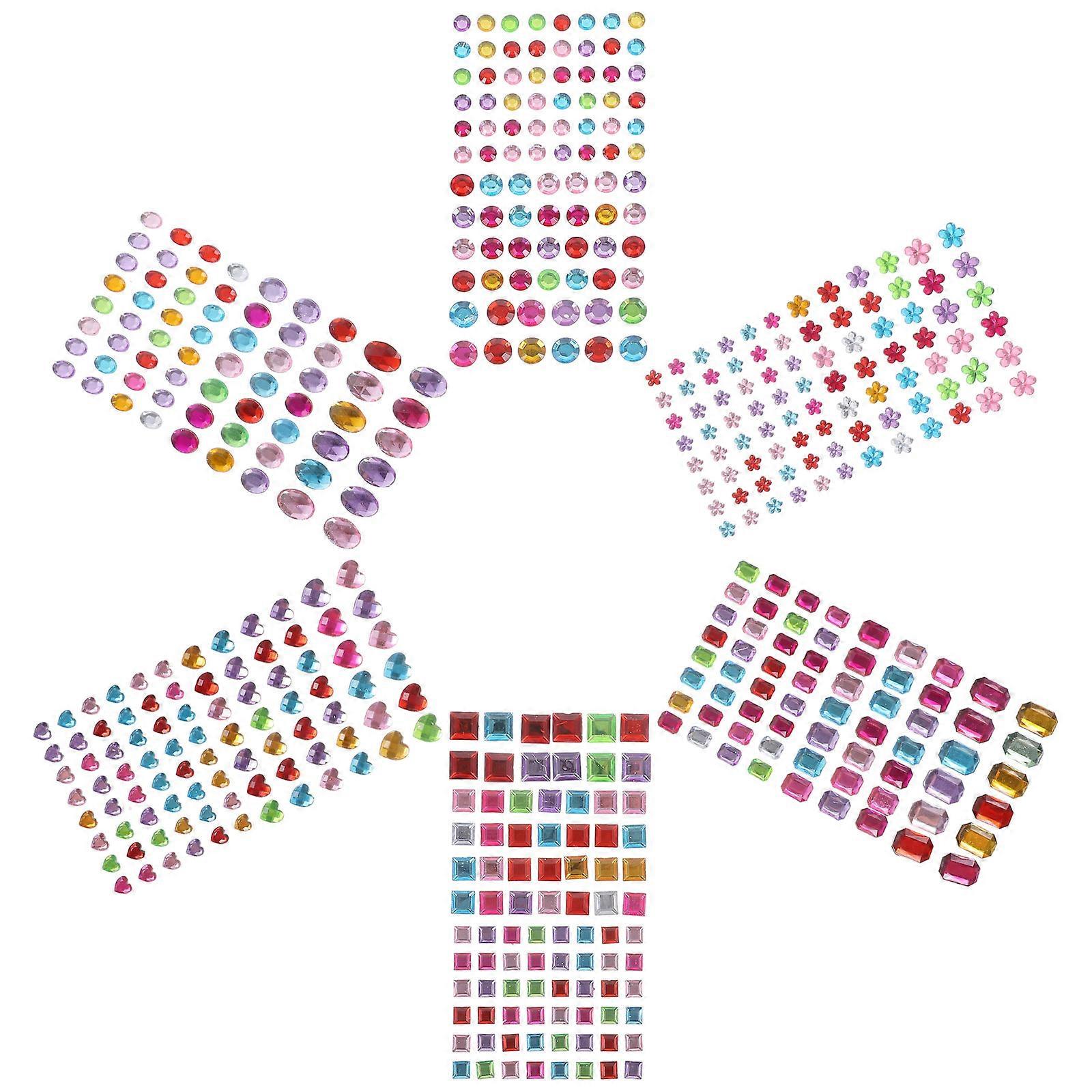 Makeup Rhinestones Acrylic Face Gems for DIY Decoration 48 Sheets Self Adhesive