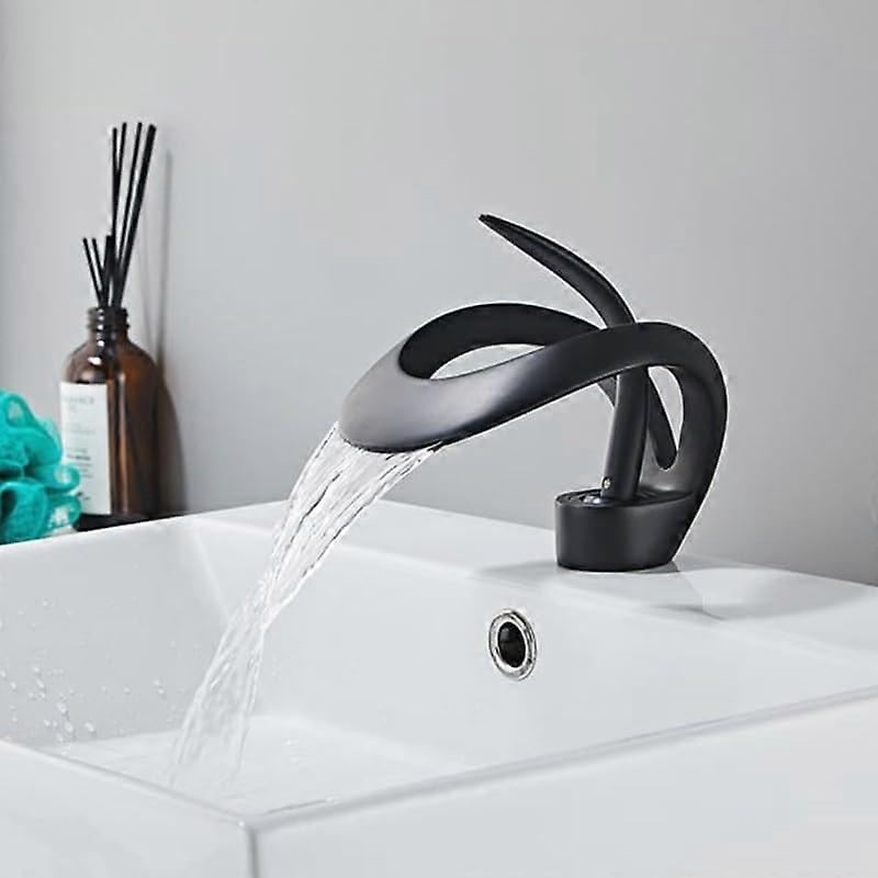 Waterfall Bathroom Sink Mixer Tap Single Lever Basin Faucet All Copper Hot And Cold Color D Size Short Washroom