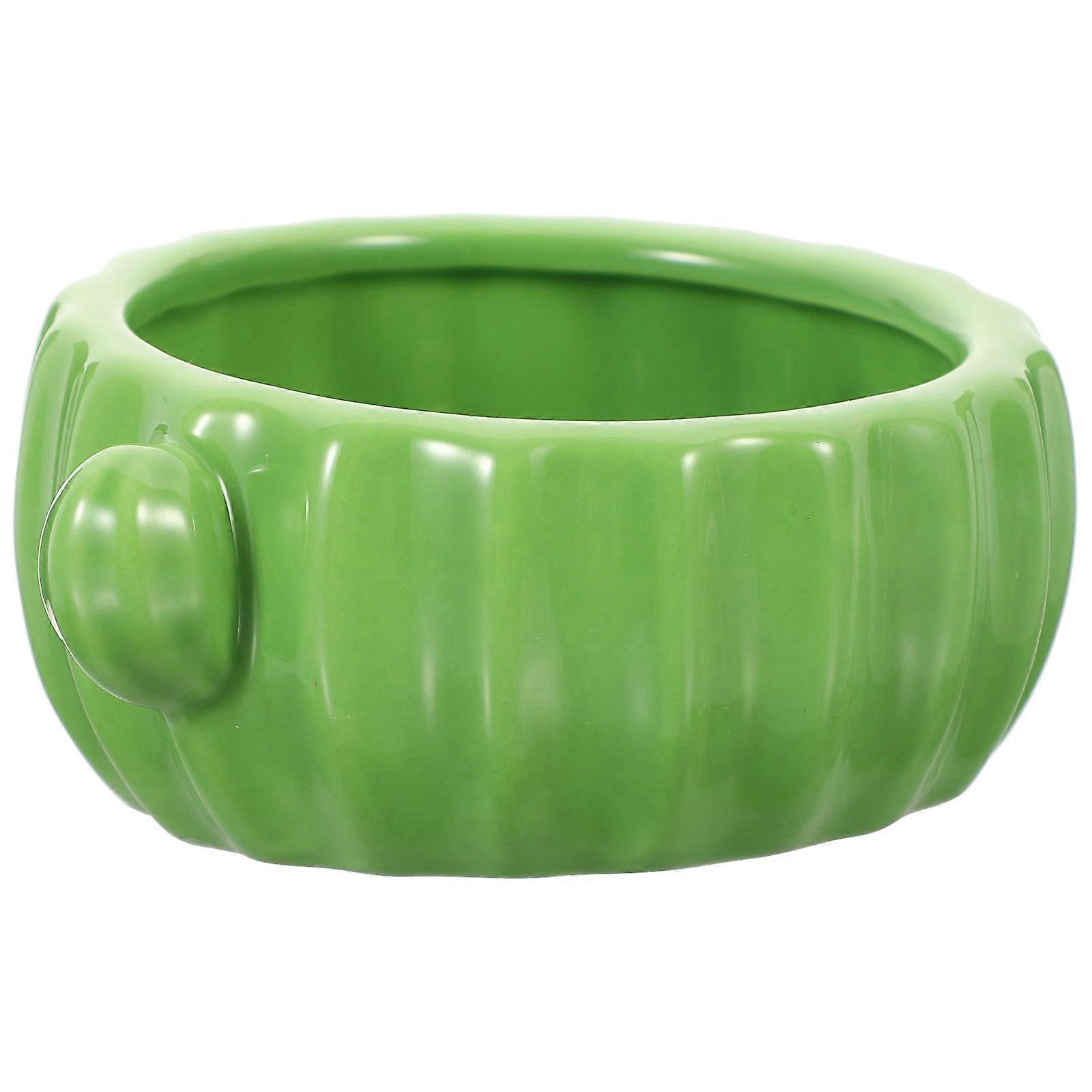 Light Green Ceramic Hamster Food Bowl Set for Indoor Use 2Pcs Round Feeding Dish Waterproof