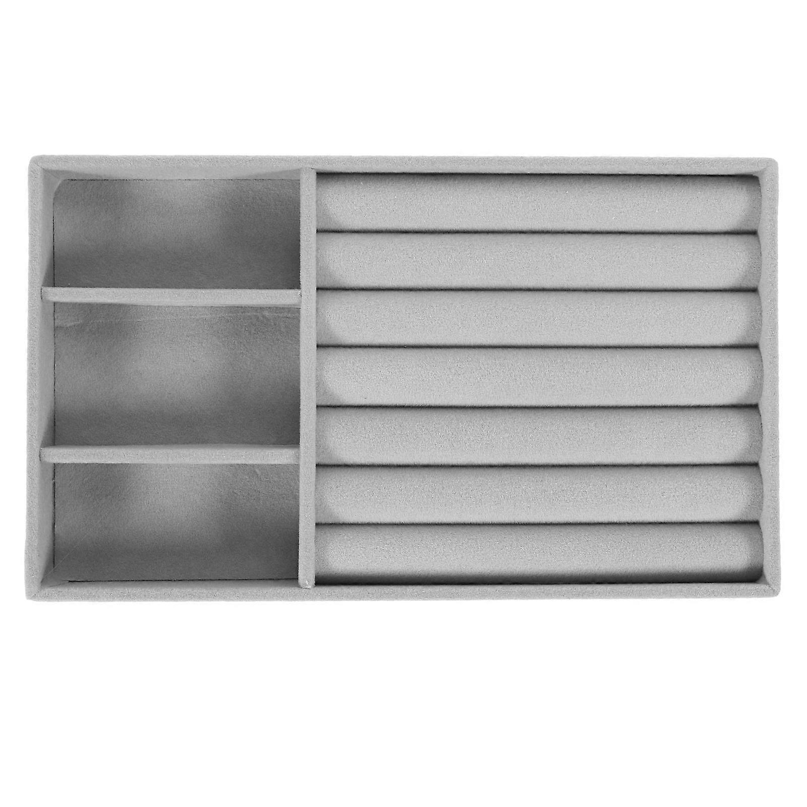 Stackable Jewelry Organizer Drawer Insert for Jewelry Display Grey Velvet Minimalist Modern Style 1 Set
