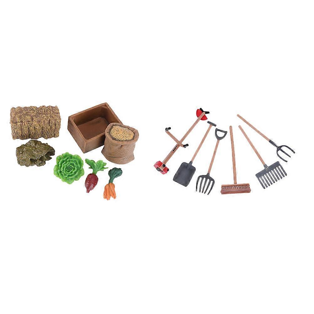 13Pcs Farm Play Set Model Accessories For Landscaping Ornament Crafted From Multi Colored PVC Material