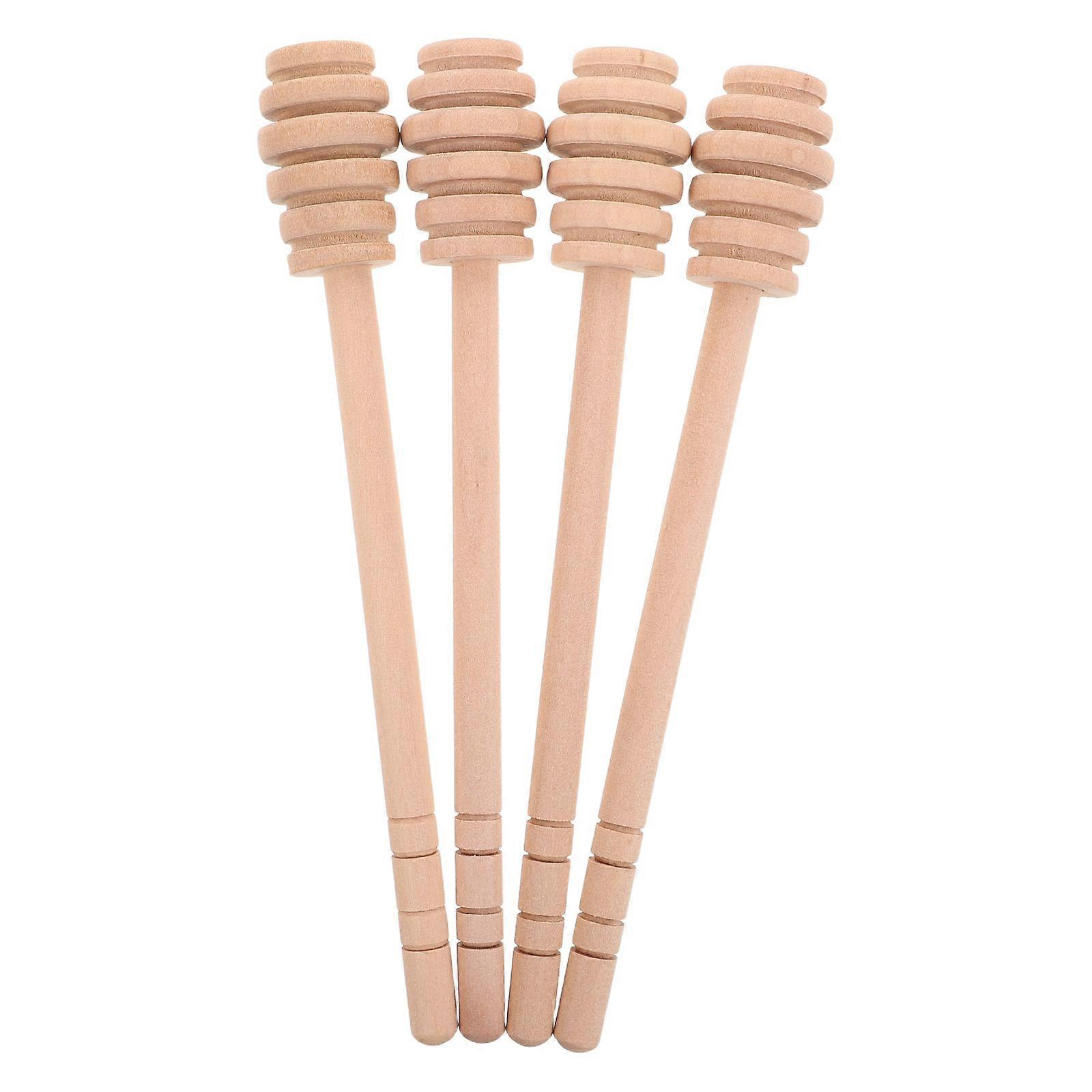 Mixing Stick For Viscous Liquids Honey Stirring Tool Khaki Wooden Dipper 4Pcs