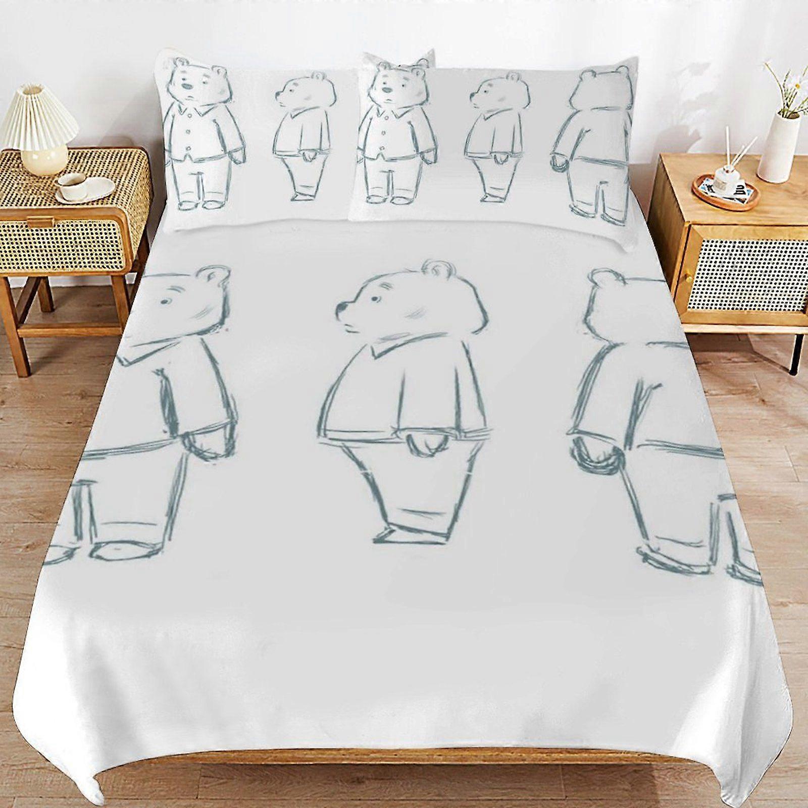 S468 Ernest & Celestine Quick Clean Structure Long Wear Fit Minimal Surface Duvet Cover Sets Practical Bedding A468