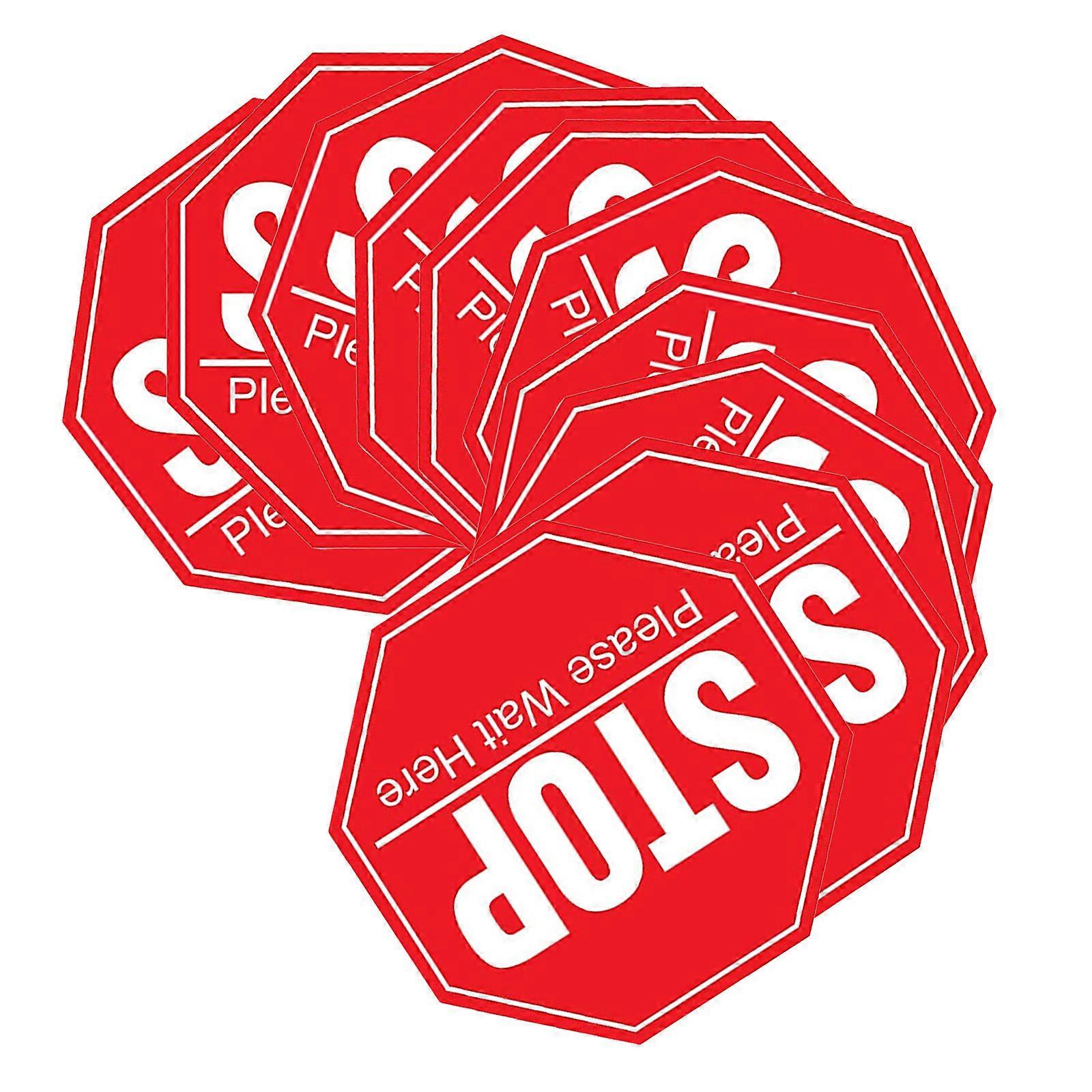 Stop Please Wait Here Floor Decals Public Safety Distance Sign 10Pcs