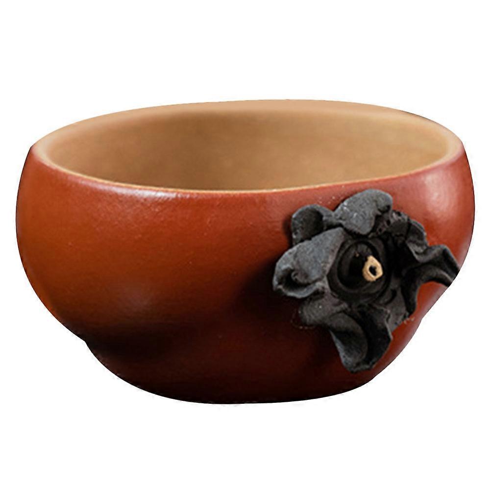 Retro Design Purple Clay Tea Cups 5Pcs For Teachers In Garden With Dark Red Color 80ML Drinking Tea