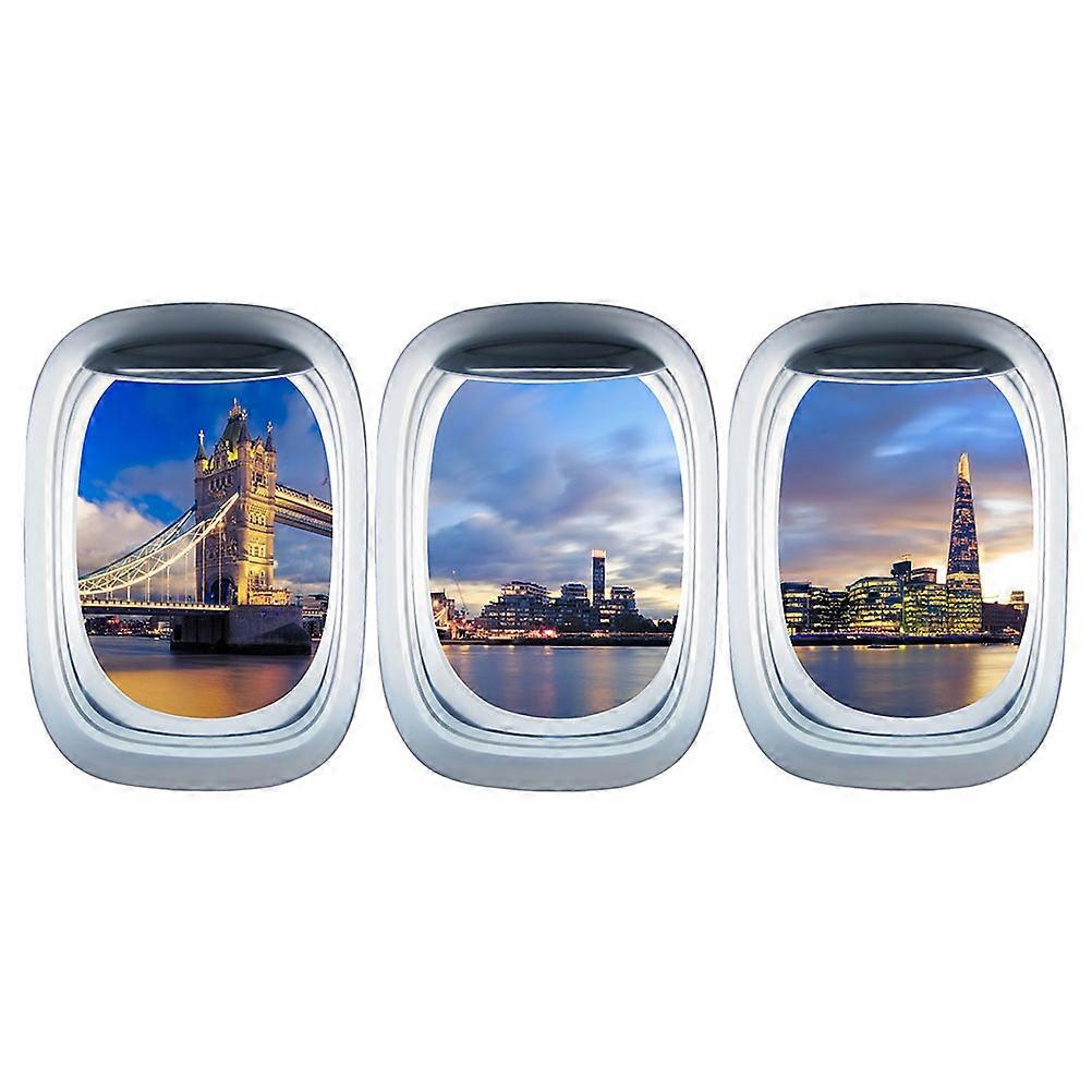 Window Mural Decal Three-Dimensional Landmark Building for Wall Decoration 3Pcs