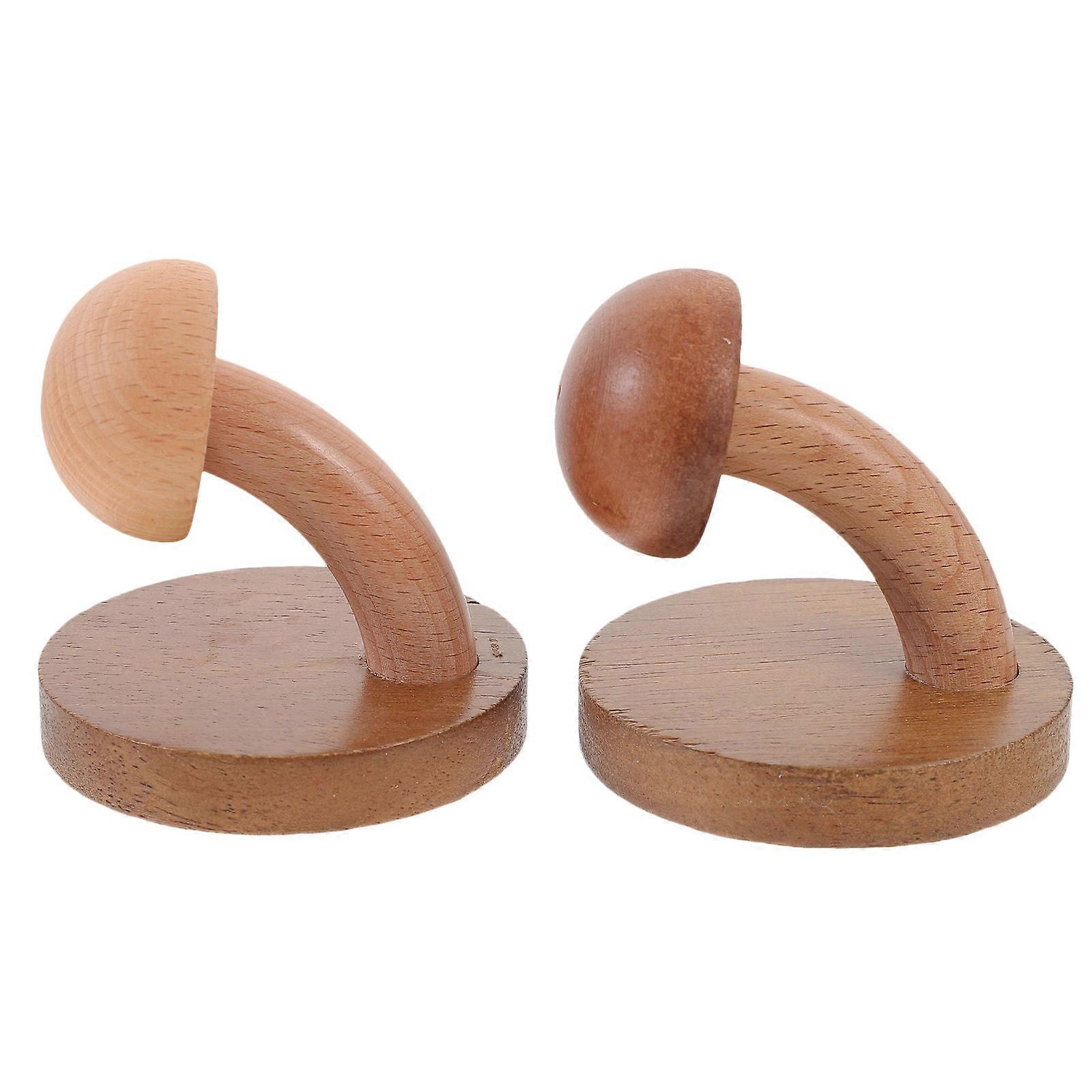 Wooden Mushroom Hooks Coat Hooks For Indoor Use Crafted From Wood Assorted Color Clothing Holder 4Pcs