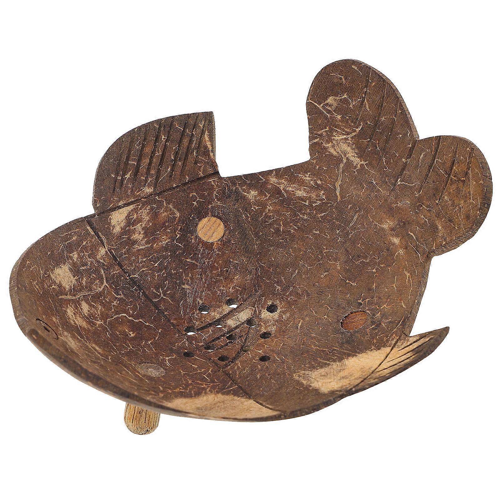 Soap Dish Light Brown Coconut Shell Keeper for Storage Keeps Soap Dry
