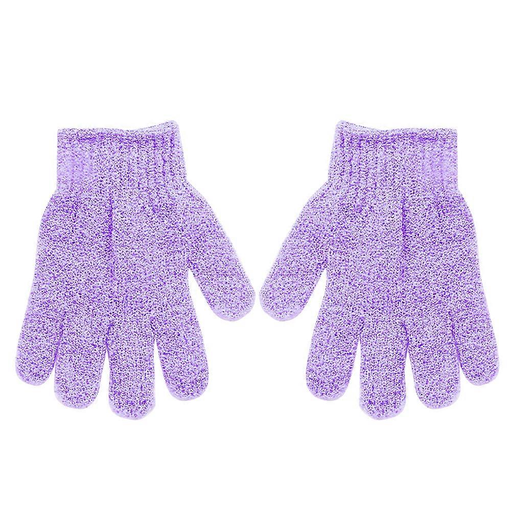 Exfoliating Bath Gloves Body Scrub Exfoliator for Bathing 2Pcs Pair Purple