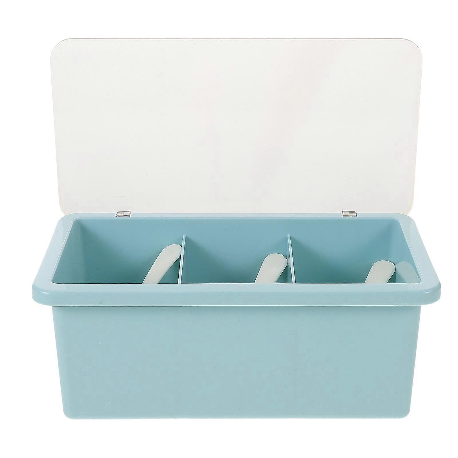 Seasoning Storage Box with Spoon Multi-Compartment 4Sets for Kitchen