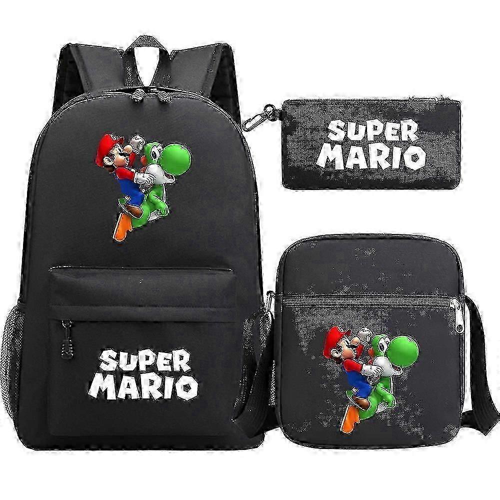 Super Mario 3D Print Backpack Set with USB and Anti-Theft Lock - Perfect for Students and Travel 25-26