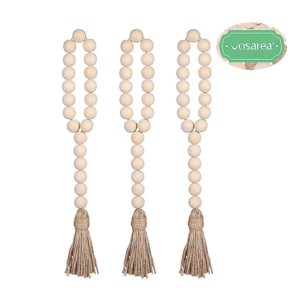 Nordic Style Wood Bead Decor String with Tassel for Home 9Pcs Pack