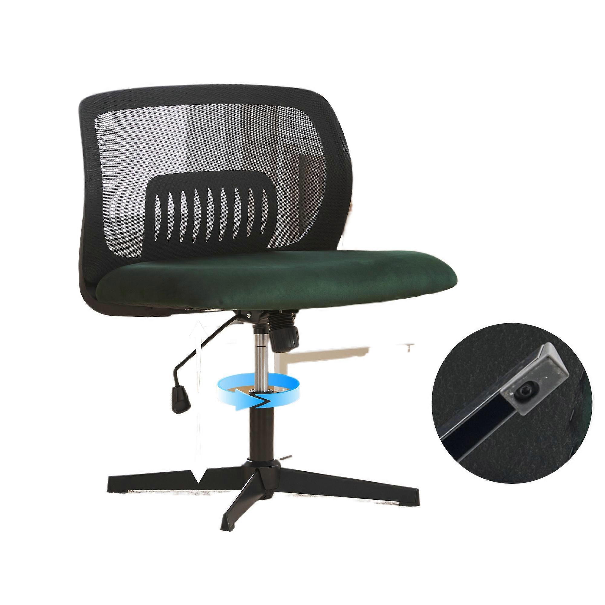 Armless Office Chair Wide Padding Swivel Height Adjustable 360 Rotation