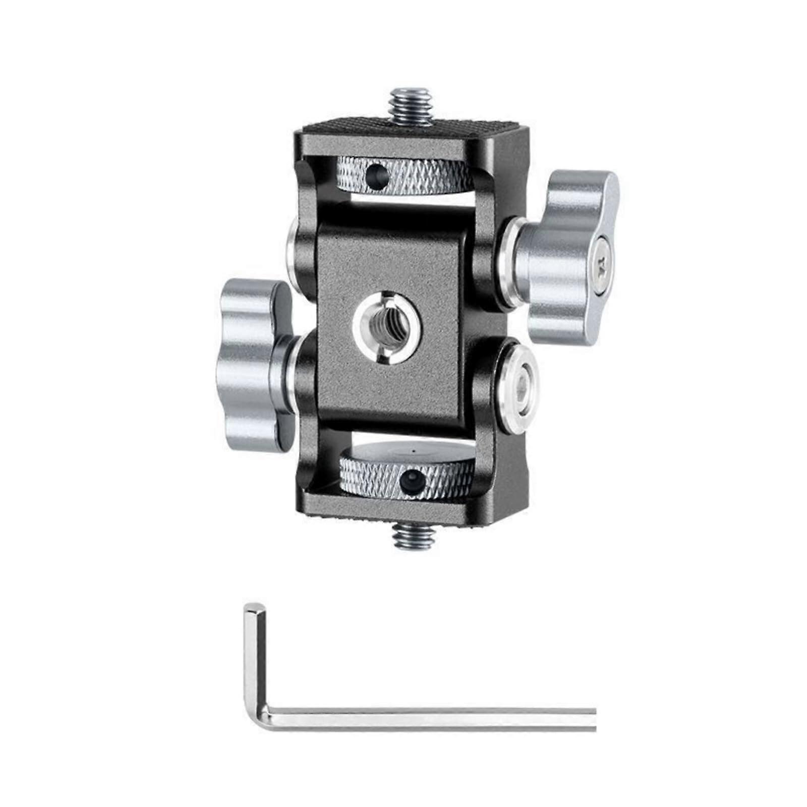 Two Head Camera Mount Multipurpose With 1/4Inch And 3/8Inch Base Connections For Creative Content Snail Gimbals Grey