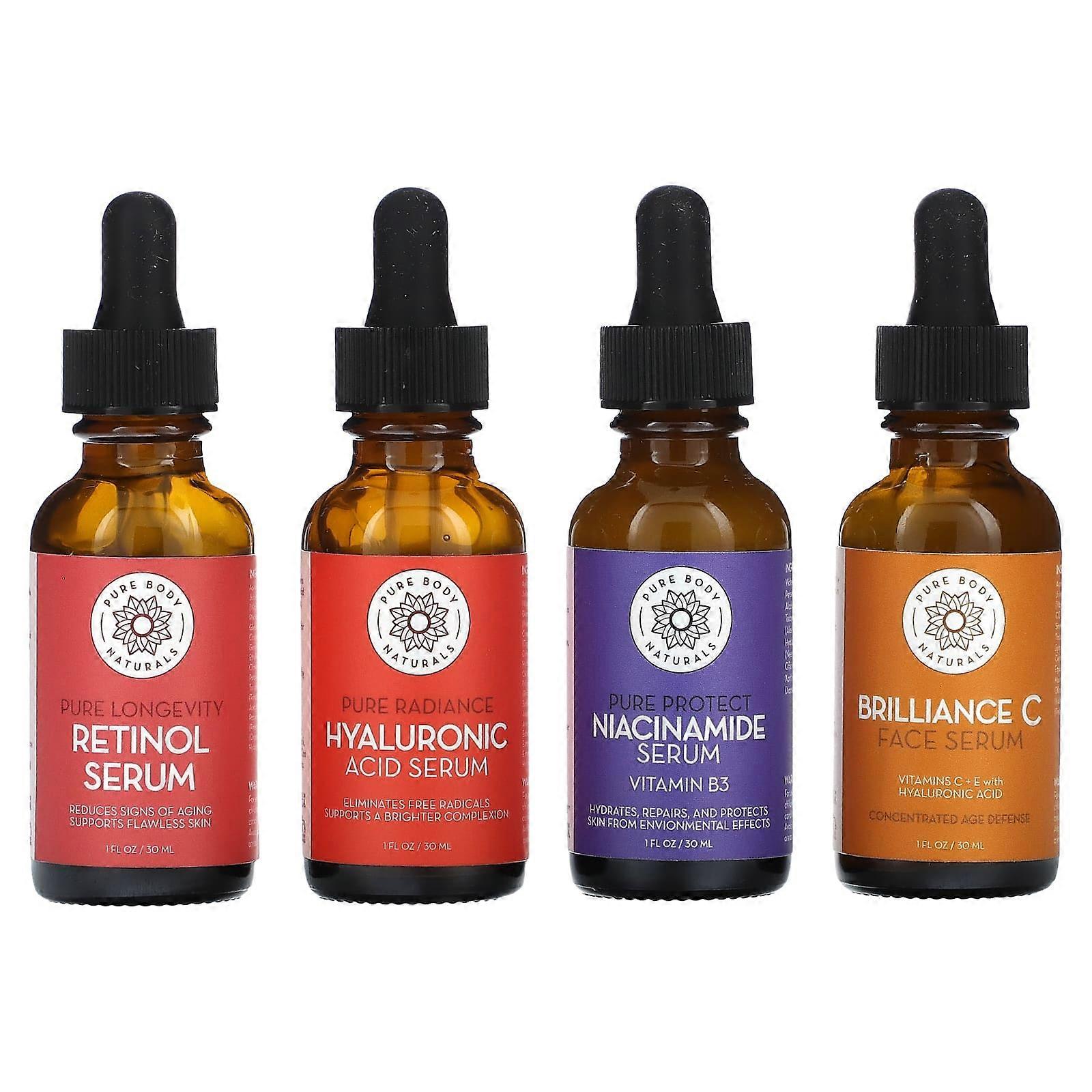 Facial Serum Set, 4 Piece Set, 1 fl oz (30 ml) Each
