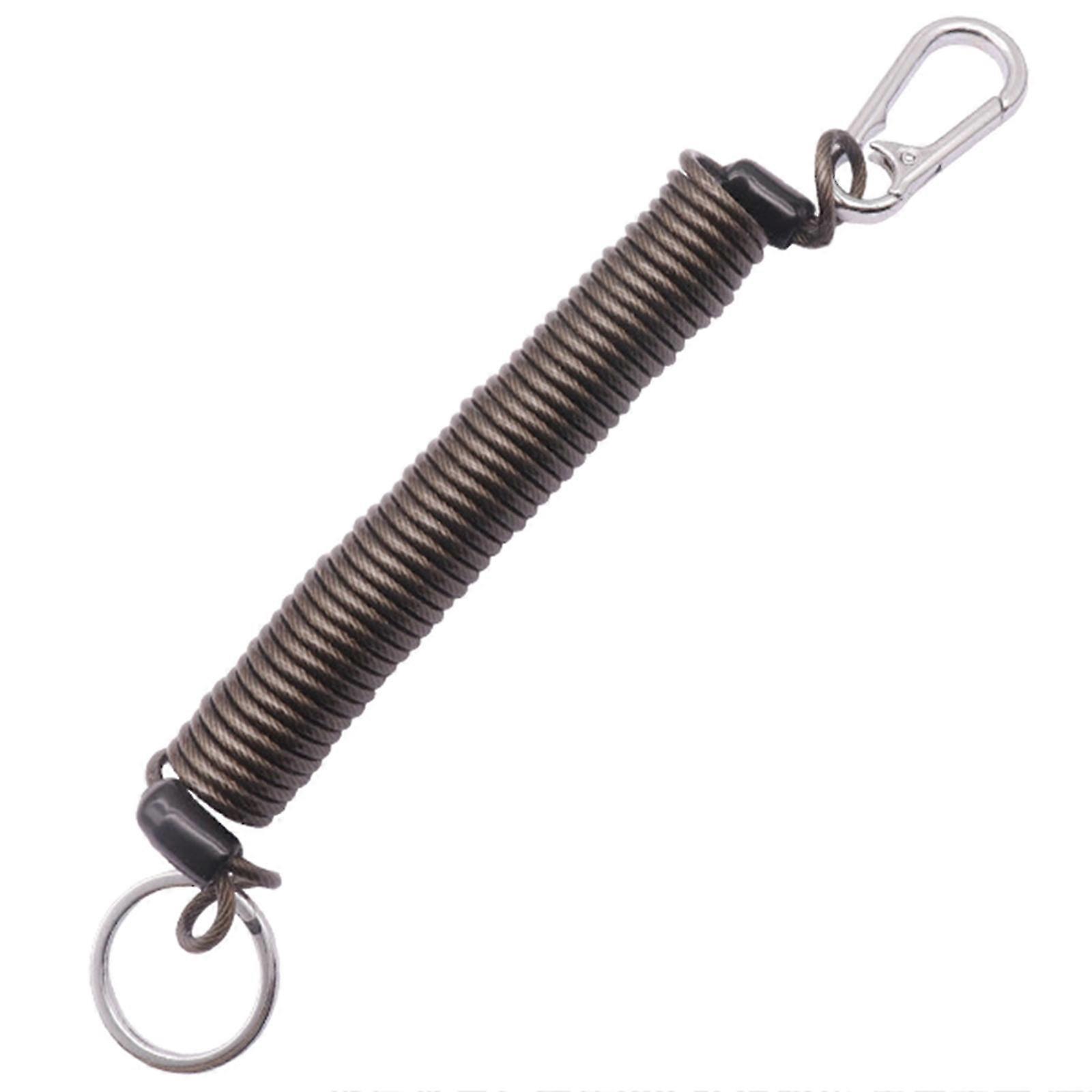 Retractable Keychains Steel Wire Key Hook Color Keychains for Backpacks Stretchy Spirals Keyring, Coil Spring Keychains Black 12cm 25-26s