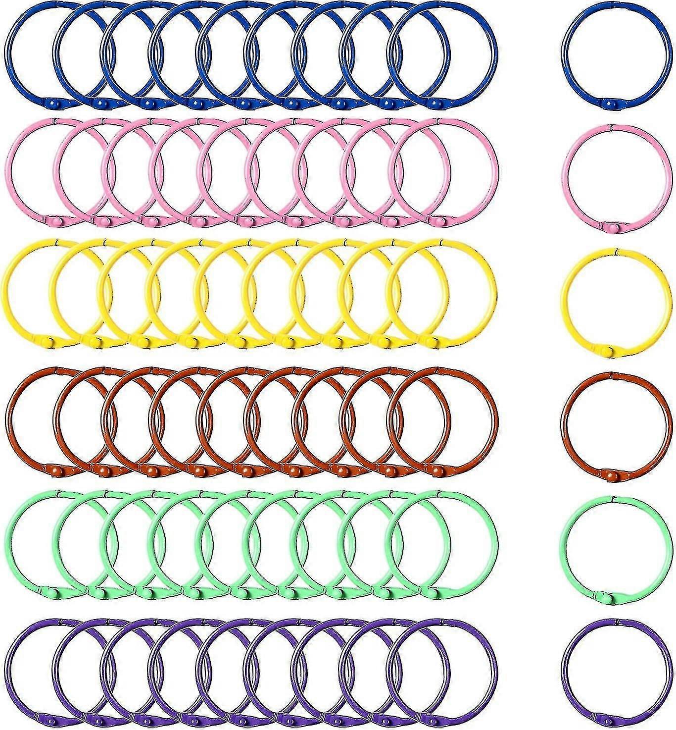 60 Pieces Metal Binder Ring Color Key Chain Binder Binder Ring Book Ring Keyring-r