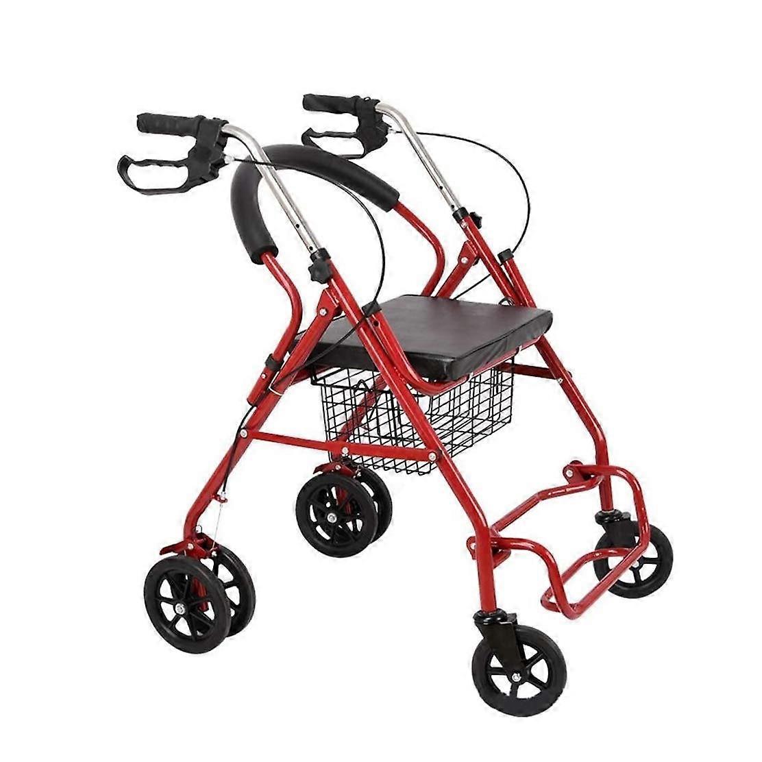 Folding Rollator Walker For Seniors With Padded Seat And Backrest, Rolling Walking Frame, Lightweight Mobility Aid