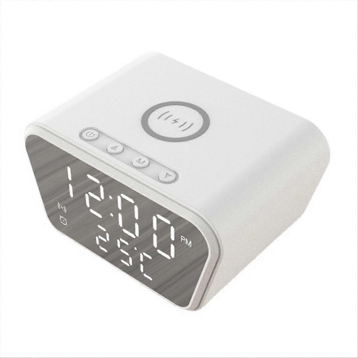 Alarm Clock 15W Intelligent Wireless Charger LED Digital Clock White