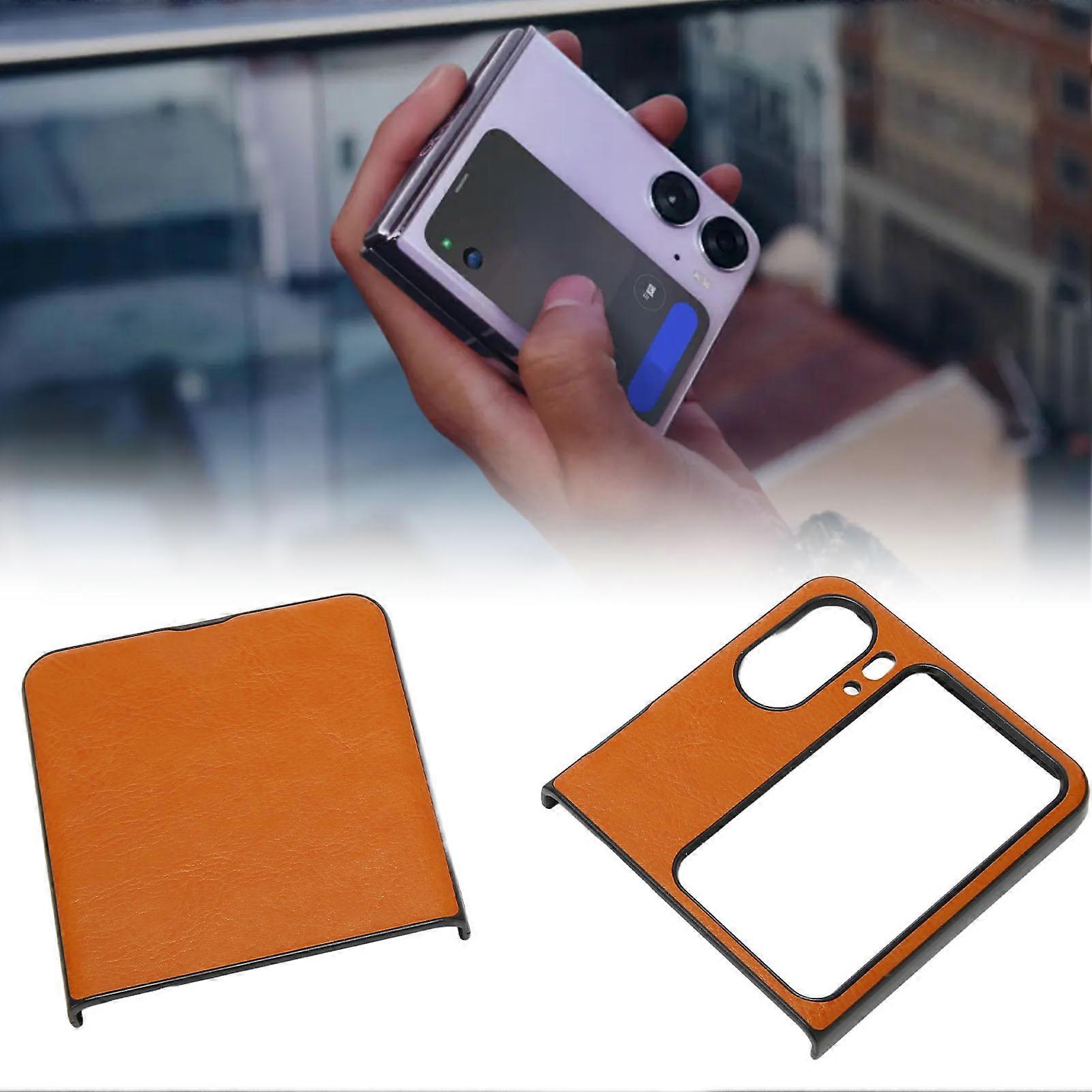 Folding Screen Phone Case Trendy Comfortable Phone Protective Cover for Oppo Find N2 Flip Brown 