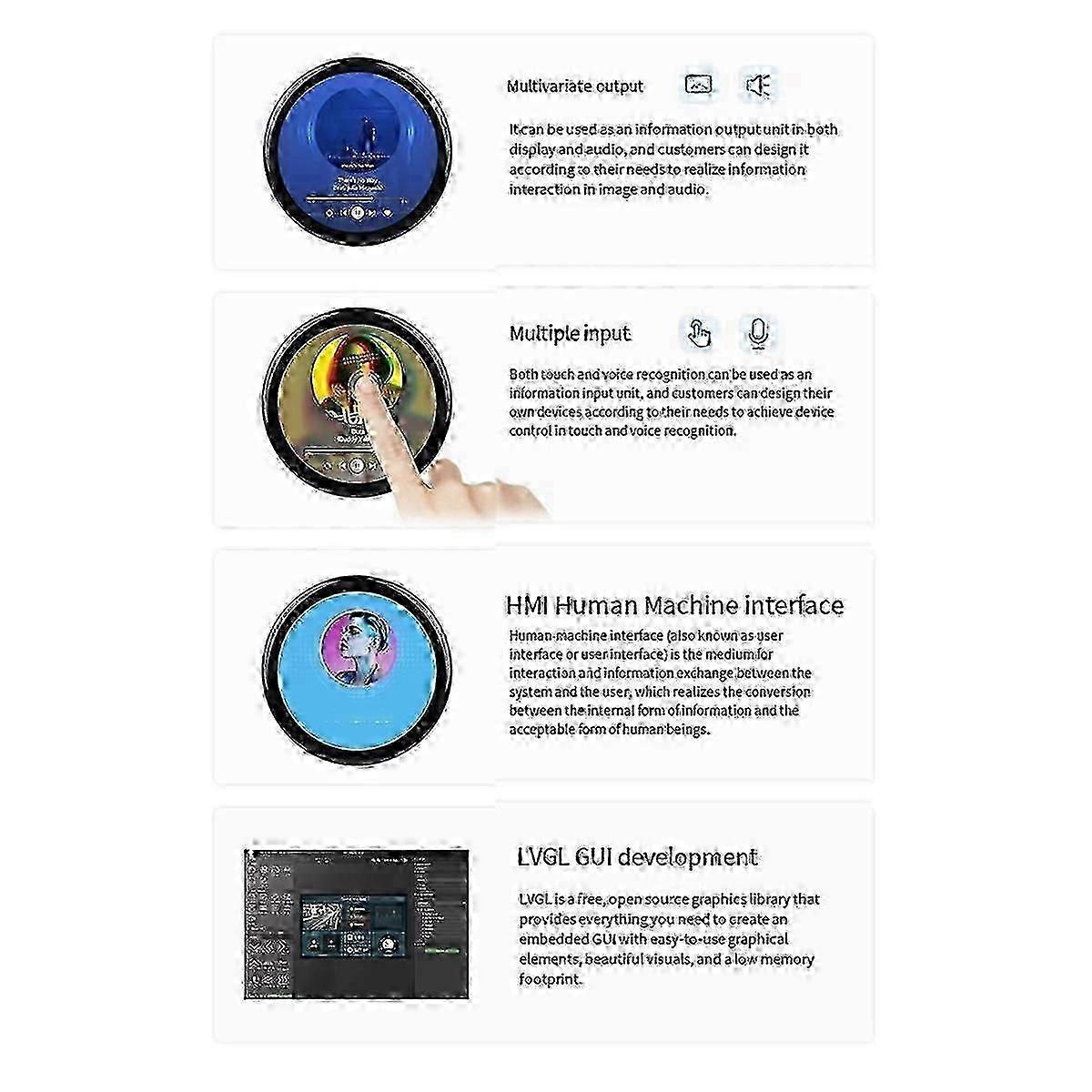ESP32 S3 Development Board 1.46inch Round LCD 1.46inch Display 412x412 QMI8658 Sensor/MIC/SD/MP3 o No Cover Panel jn