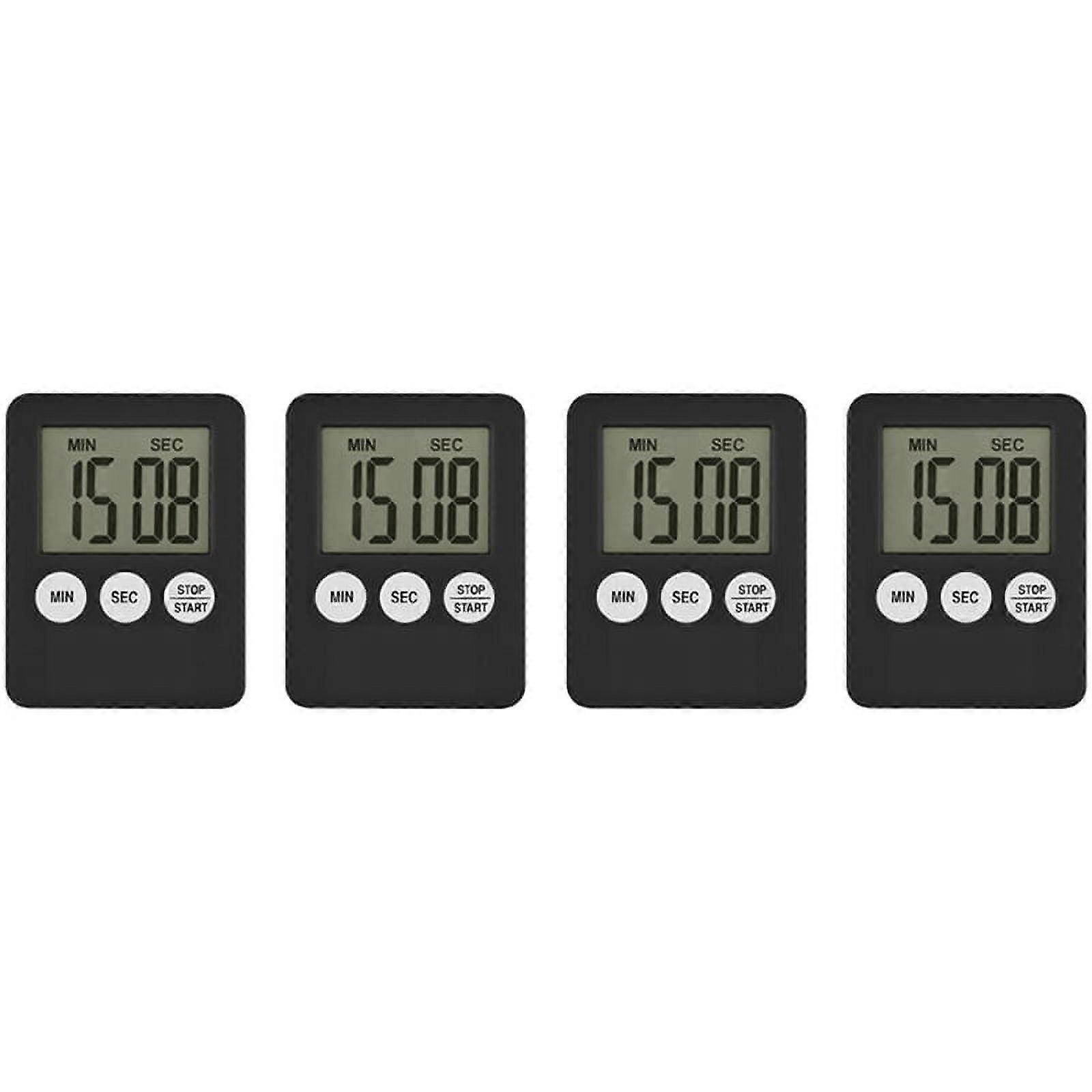 4X Super Thin LCD Digital Screen Kitchen Timer Square Cooking Count Up Countdown Alarm Magnet Clock