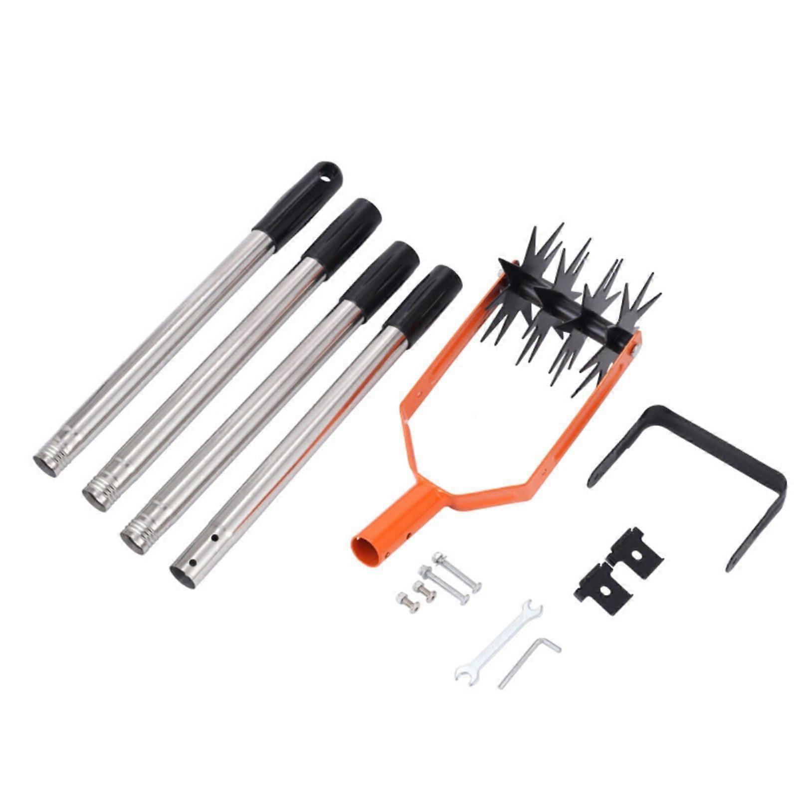 Hand Tiller Rotary Garden Cultivator Section 4 With Interlocking Gears And Sharp Blades For  Soil Loosening