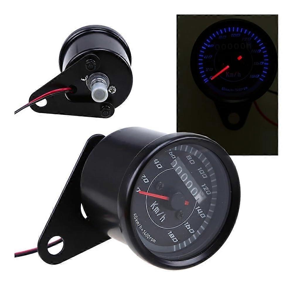 Motorcycle Speedometer Gauge 0180 Km/h Odometer Tachometer LED Backlight Black Universal Accessories