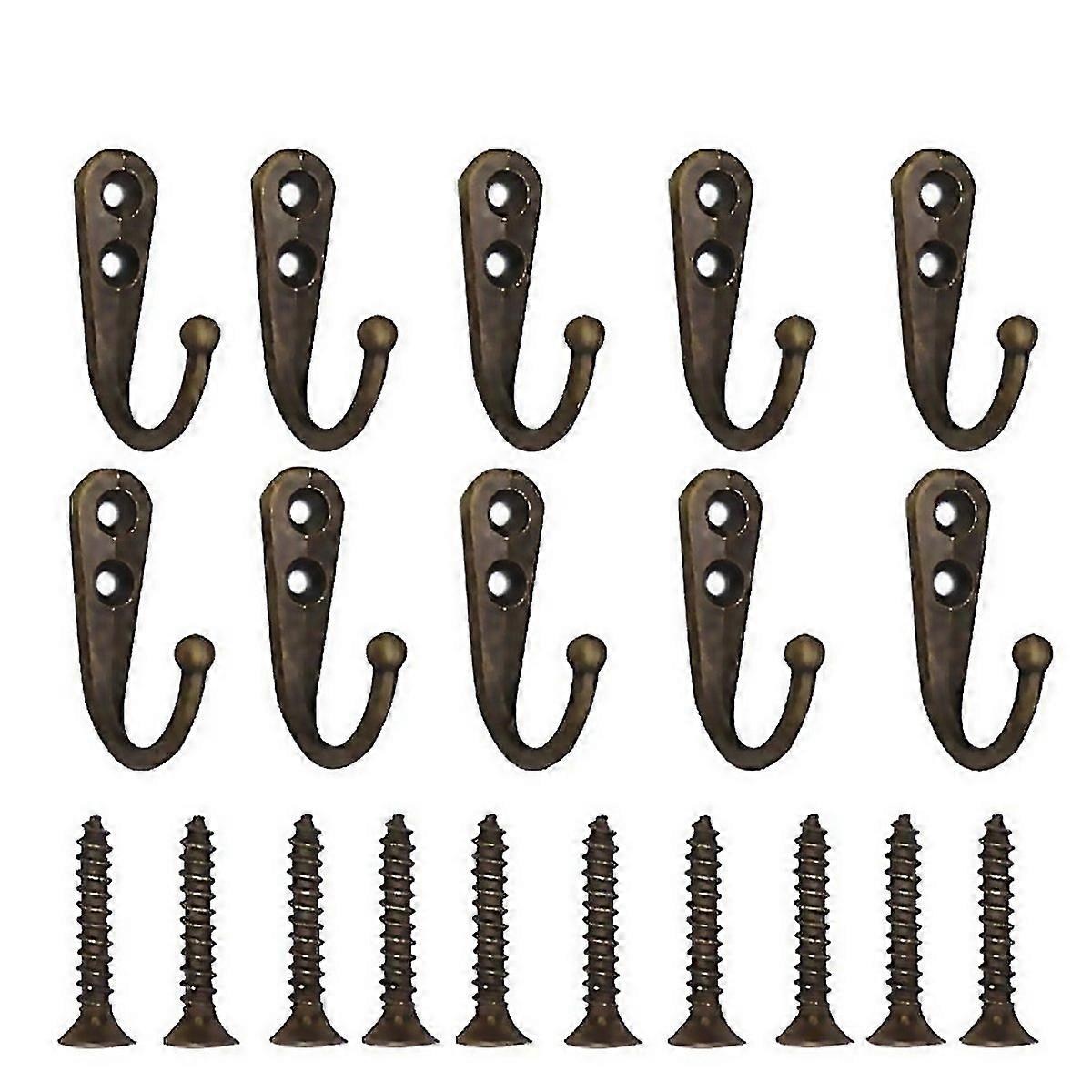 For 10pcs Single Hooks Bronze Wall Hooks Coat Hook Bronze Tone Fitted With Mounting Screws