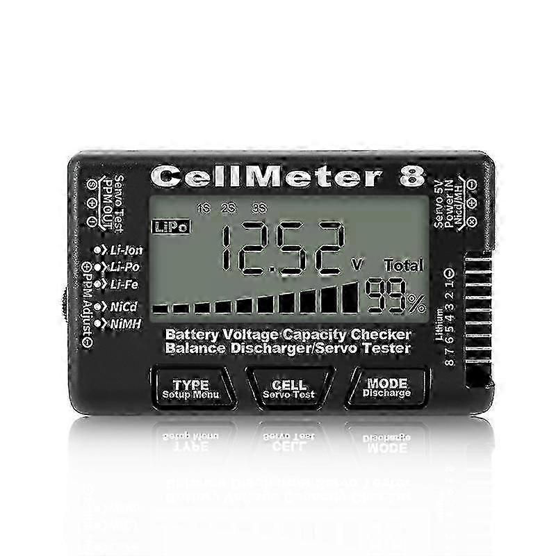 RC Cellmeter Digital Battery Capacity Checker with Voltage Tester for Li-Ion, NiMH, and Nic Batteries