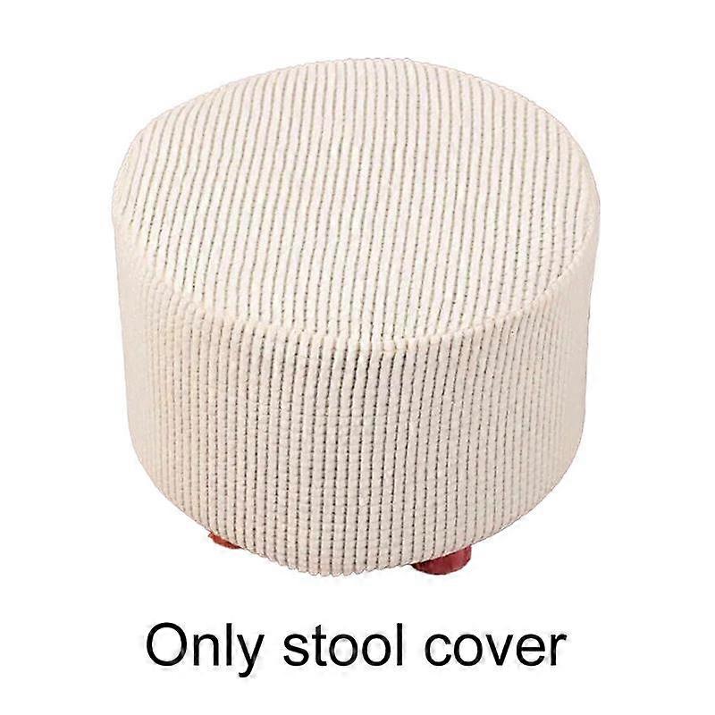 1Pc Round Seat Cover Elastic Protector Soft Pouffe Stool Removable Flannel Stool Cover Footstool