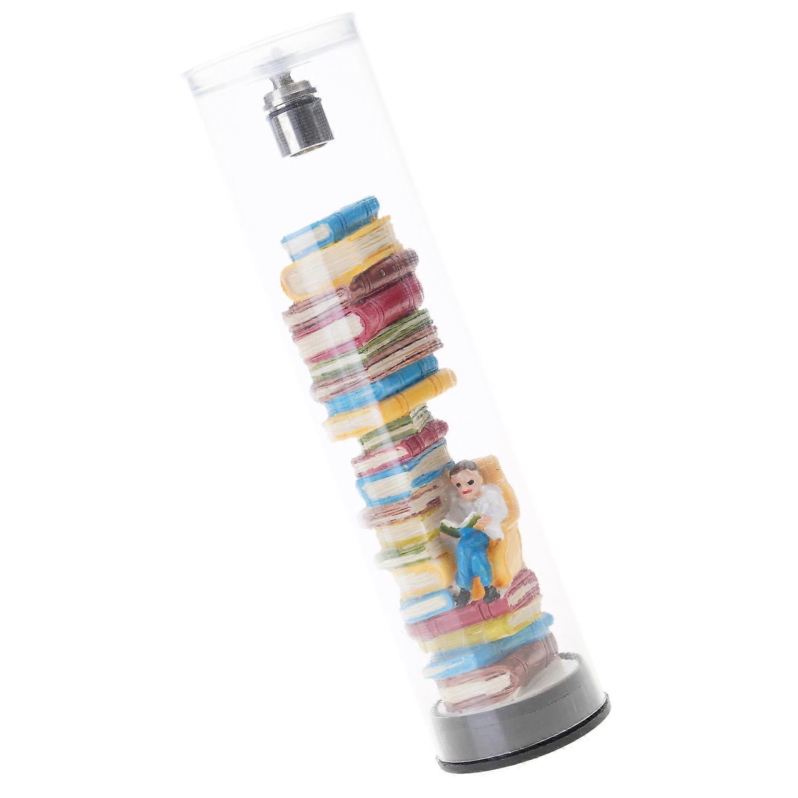 Portable Reading Themed Nightlight With Miniature Books Resins Reader Statue LED Lamp Perfect For Nursery Study Room Multicolor