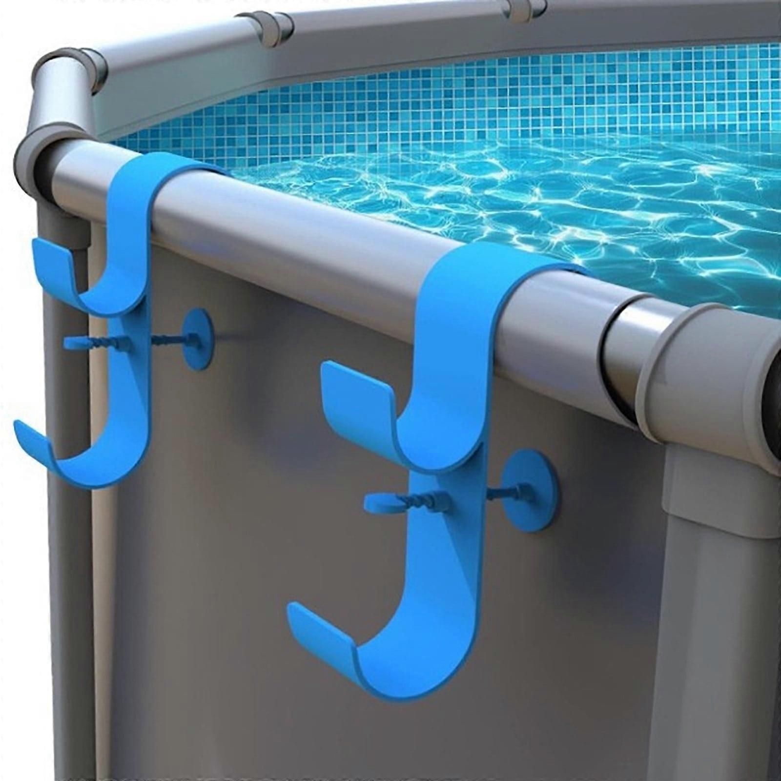Poolside Hooks for Accessories - Plastic Pool Racks Compatible with Swimming Pool Pipes, Above Ground Pool Side Hooks Frame