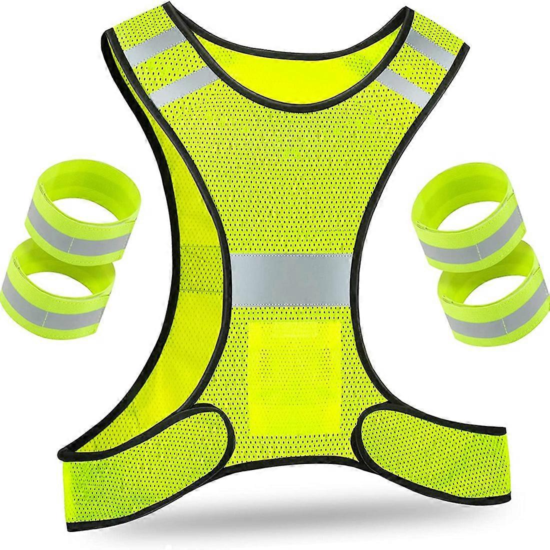 Reflector Vest - High Visibility Bicycle Vest with Adjustable Fastener and 4 Reflector Jogging