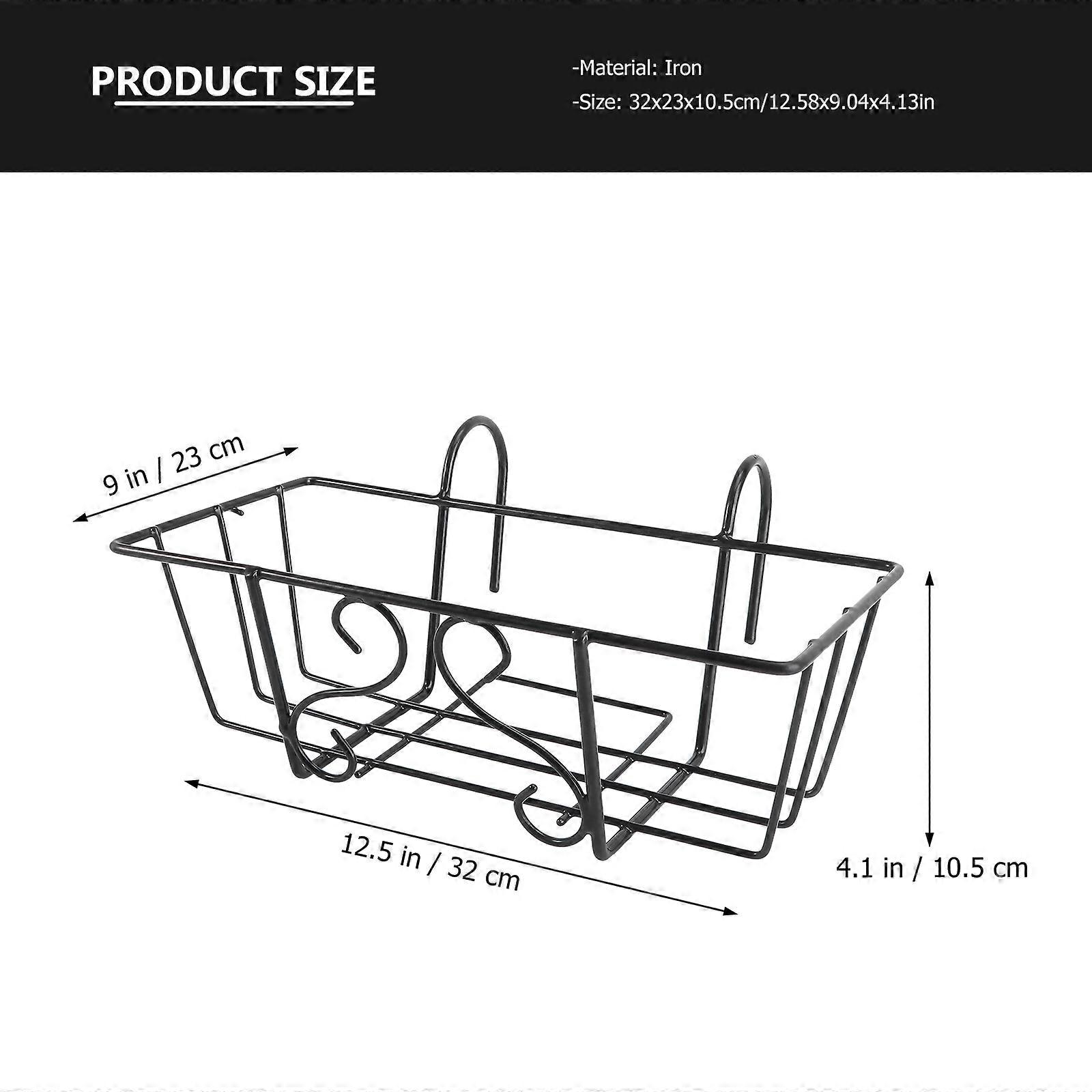 Square Iron Flower Pot Holder For Tabletop Windowsill And Garden Use In Black Color For Storage 1Pack