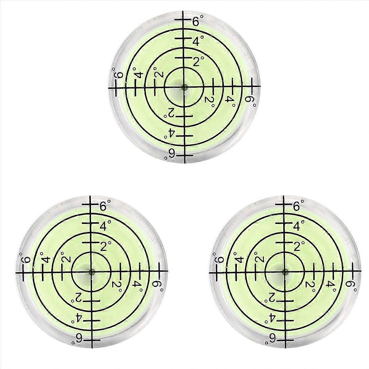3pcs 32 x 7mm Acrylic Bubble Level Round Level Bubble Accessories, Green