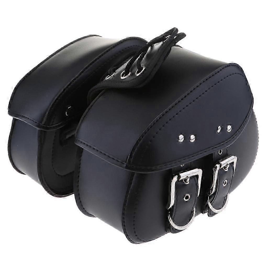 Motorcycle 2 Side Pouch Black PU Leather Saddlebags Saddle Bag Panniers