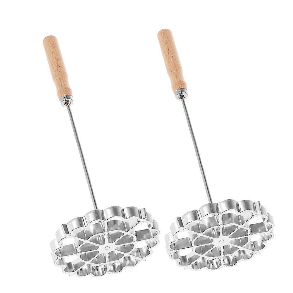 Rosette Cookie Cutter Tool Shaped Snack Making Easy Cleaning 2Pcs Silver