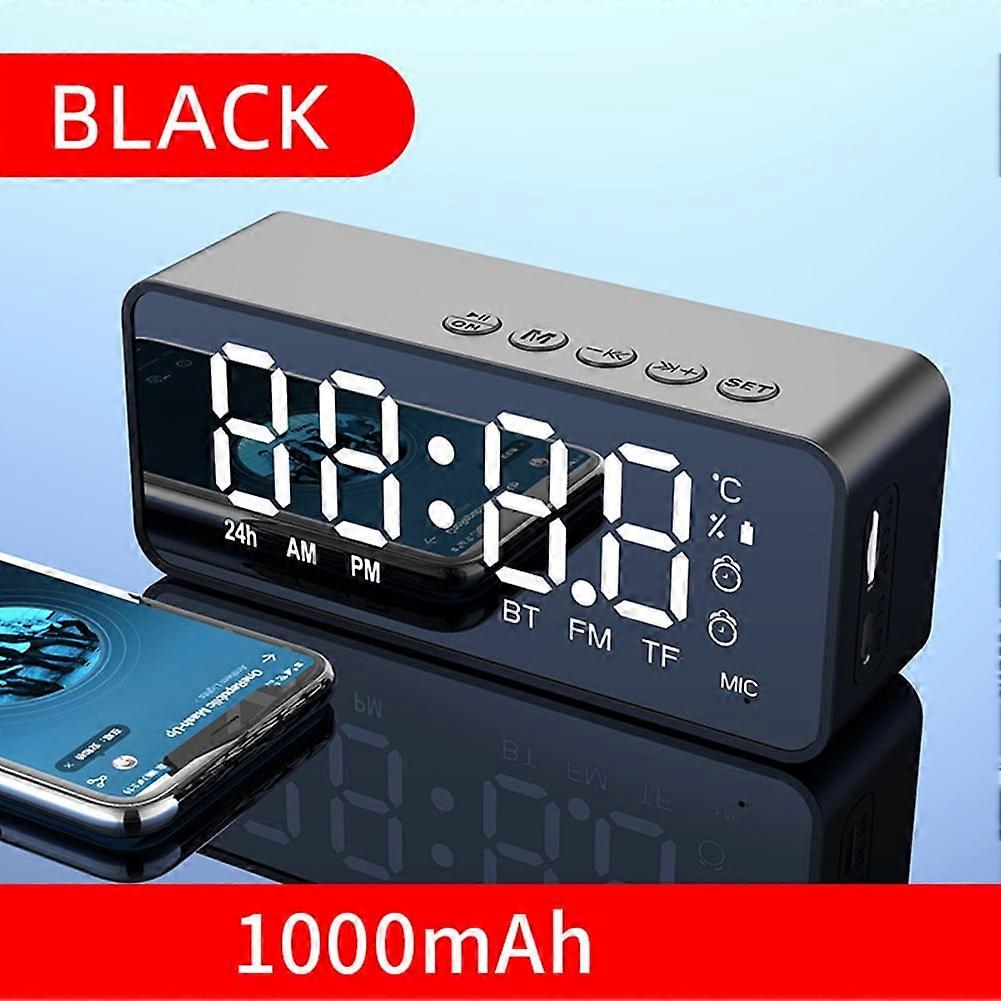 Dual Alarm Clock with Bluetooth Speaker, Portable Wireless Radio Clock, HD Ultra-Large Display, Compatible with AAA Batteries, Black