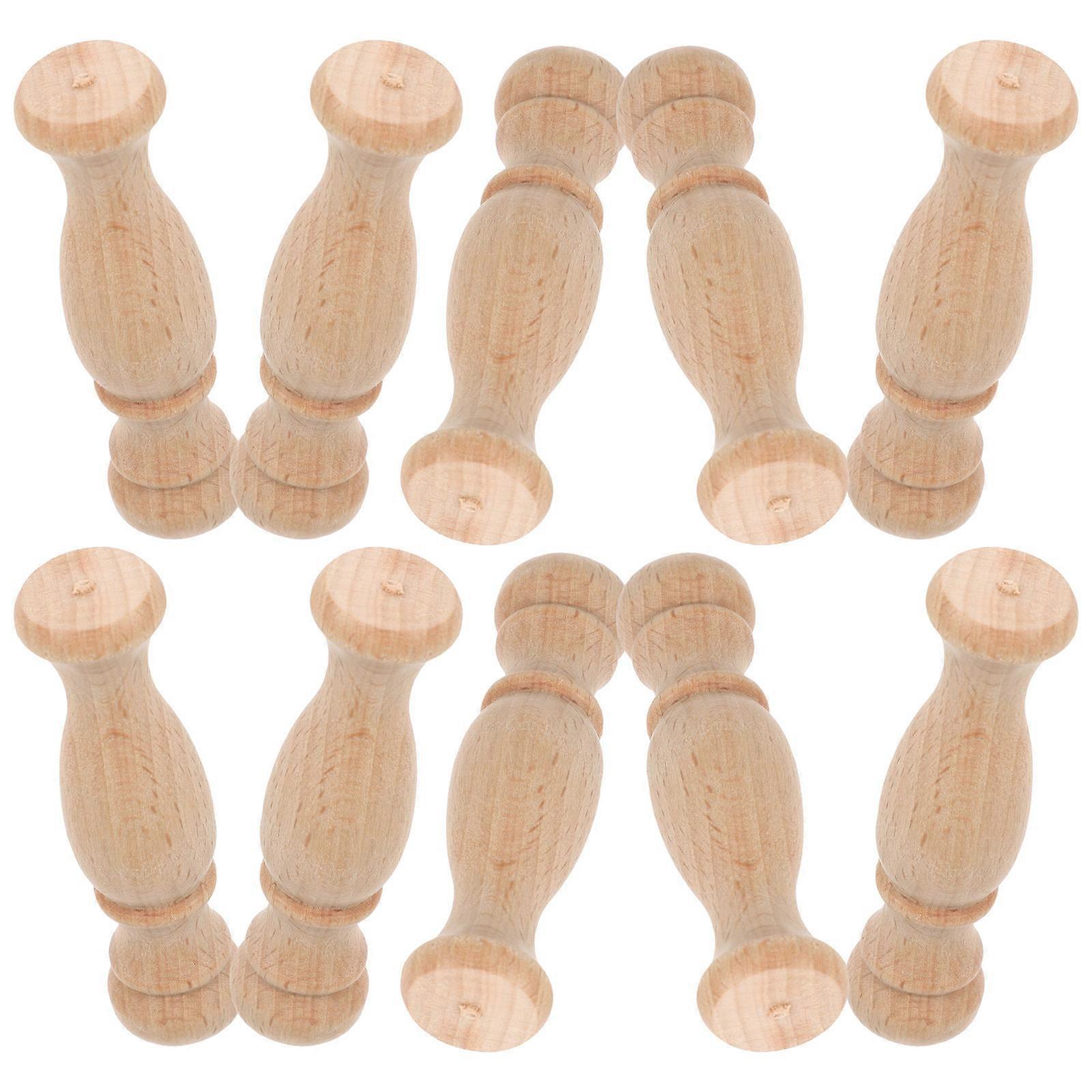 Baluster Spindle 10Pcs Unfinished Wooden Pillars For Decorative Crafting Projects In Khaki Color