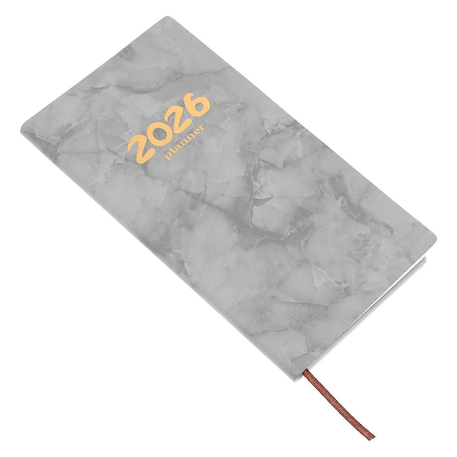 Daily Planner Notebook for Time Management in 2026 with Grey PU Cover