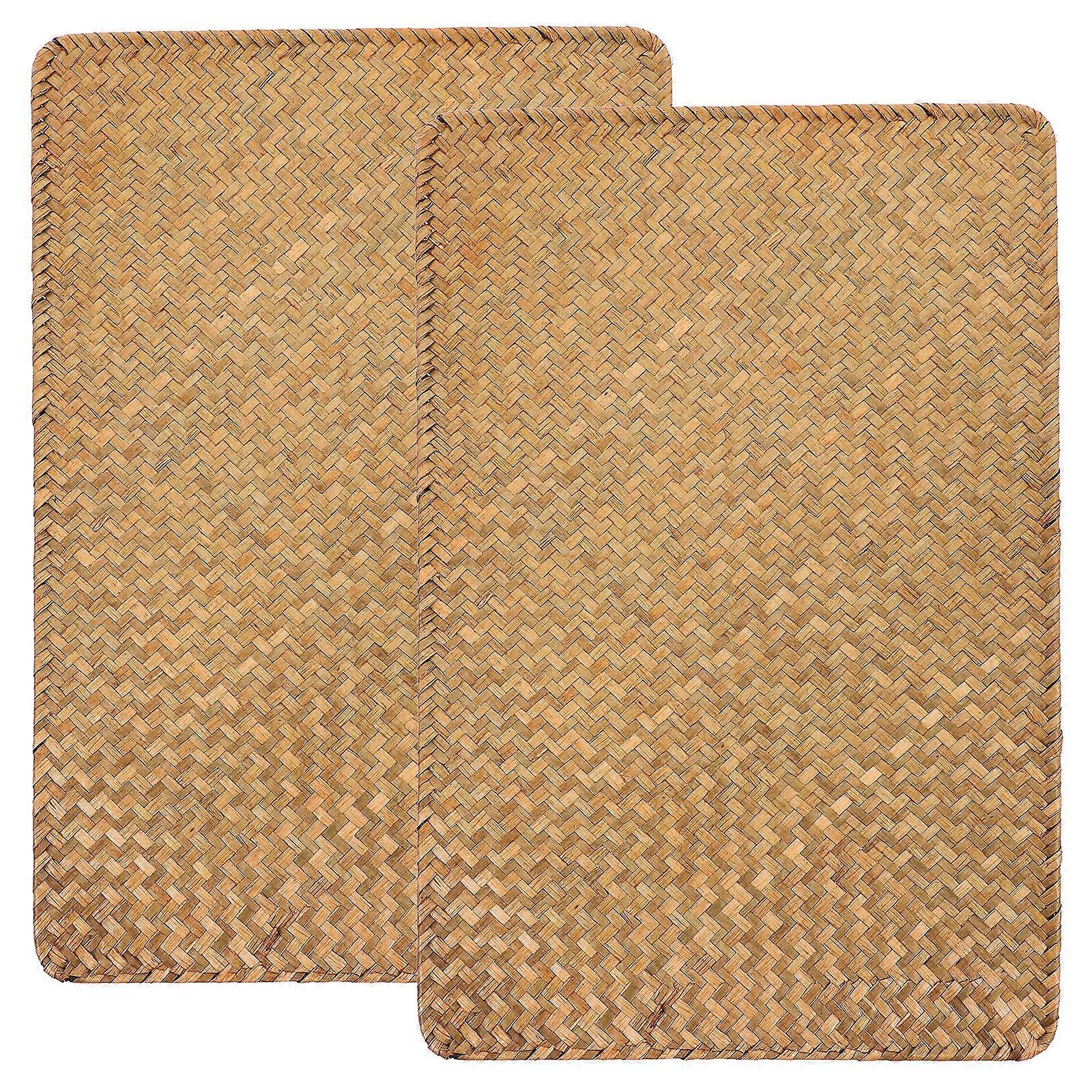 Table Mat 2Pcs Rectangular Woven Placemat for Tea Cup Coaster