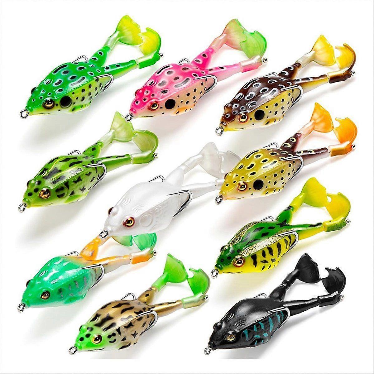 Realistic Topwater Frog Lure Kit for and Trout - Soft Swimbait with Weedless Hooks, Floating Design