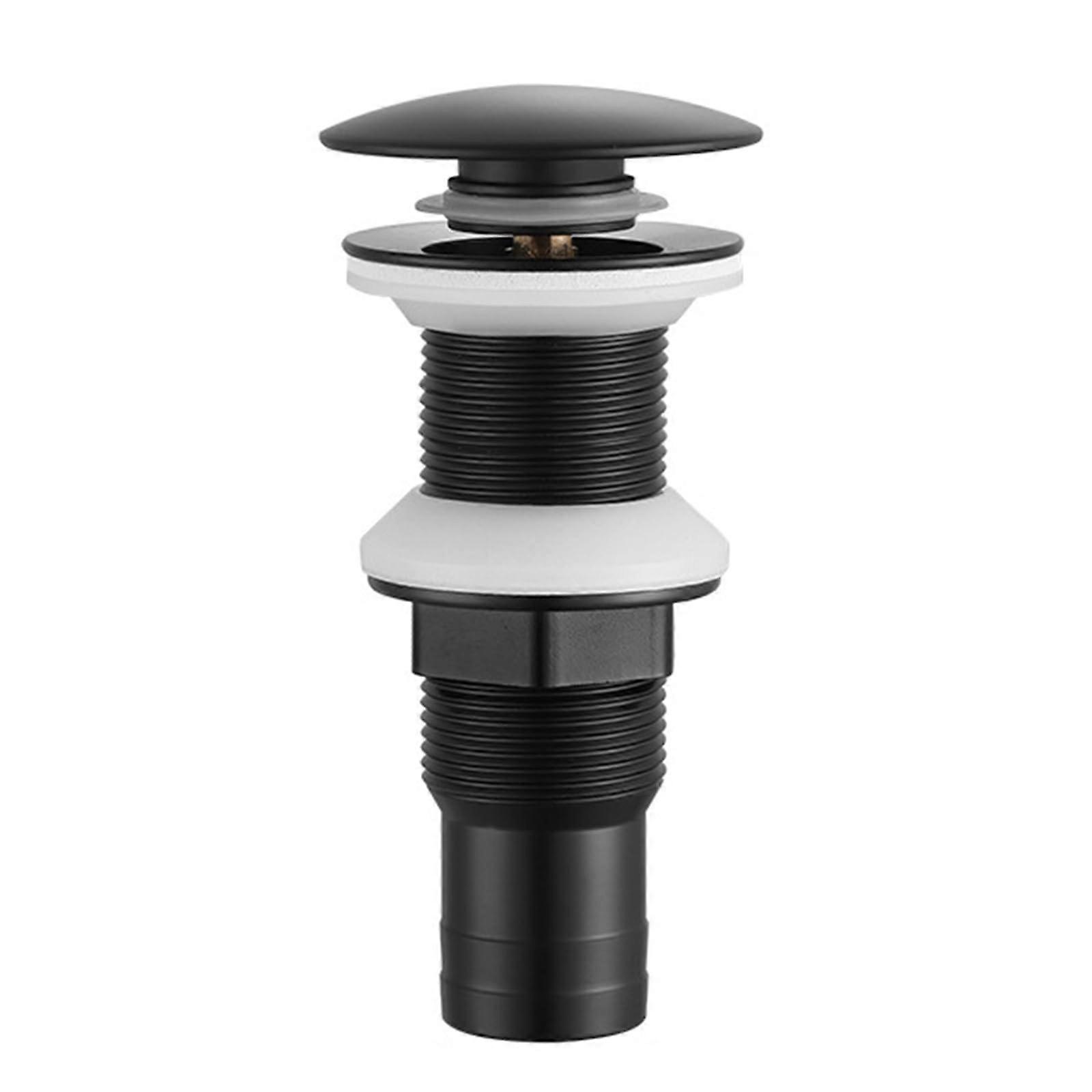 Matte Black Brass Bathroom Sink Pop Up Drain with Overflow, Quick Press Assembly