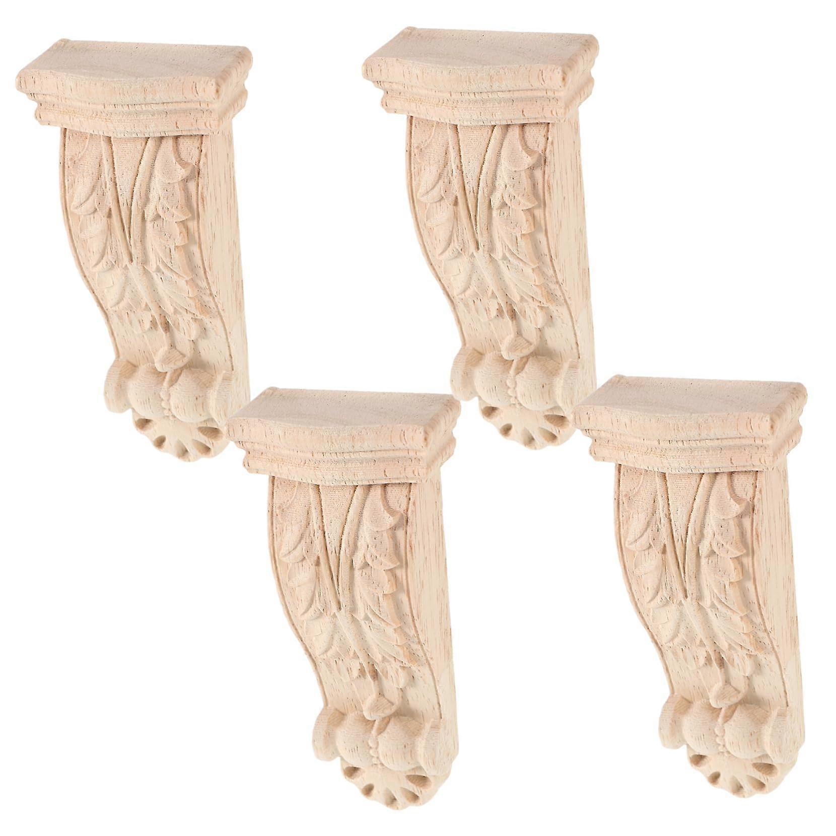 4pcs Solid Wood Roman Columns with Elegant Design for Fireplace Corners and Home Decor
