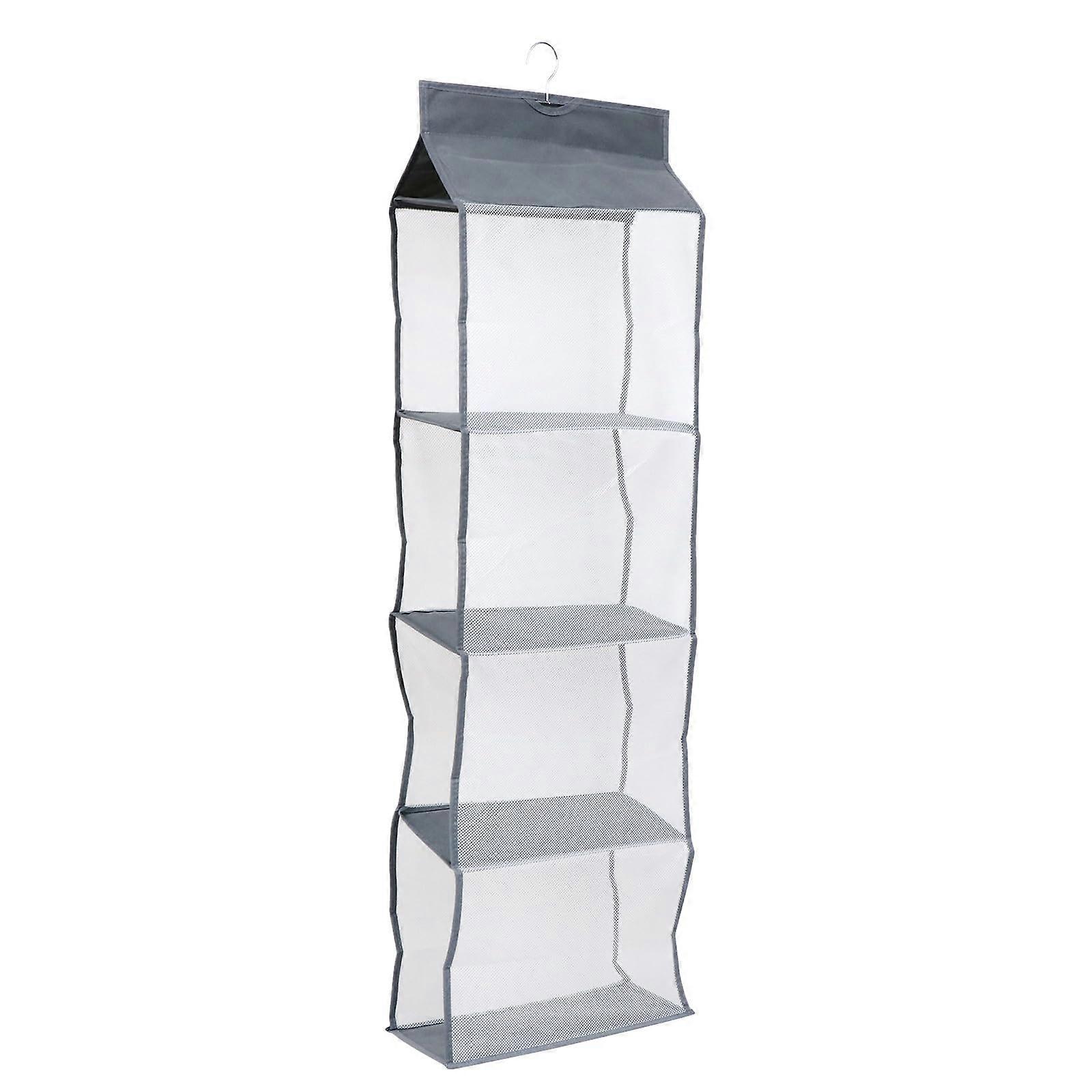 Large Capacity Hanging Closet Organizer with Clear Window, Foldable MultiLayer Storage Shelf for Clothes and Bags