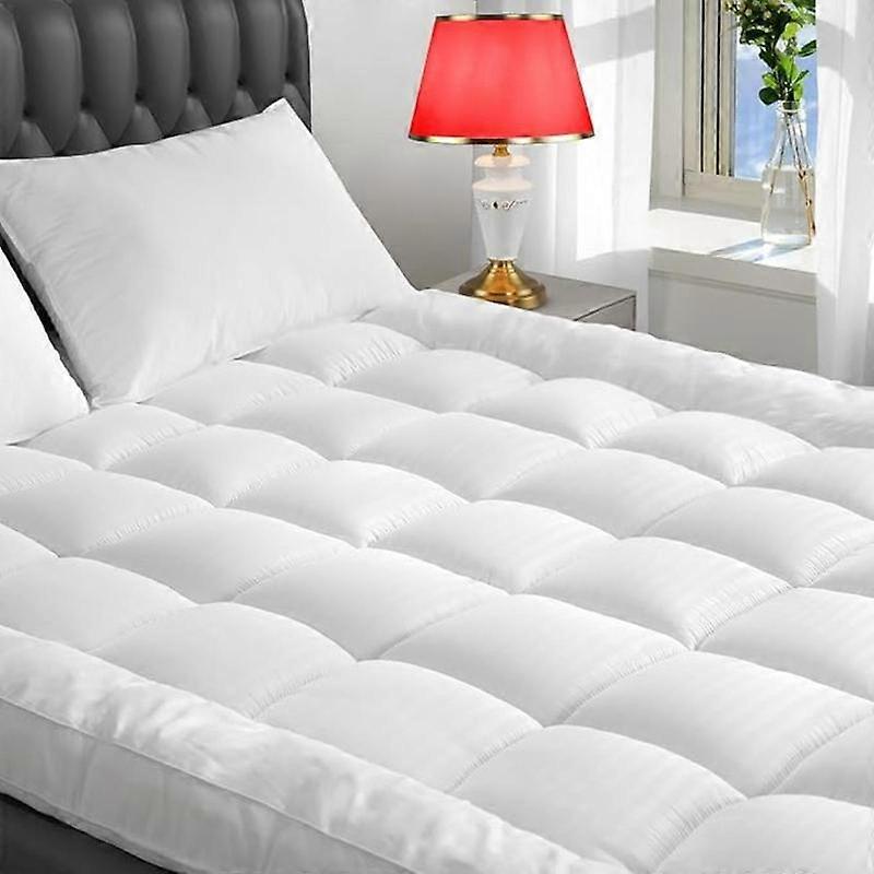 Extra Deep 4 Inch Ultra-Fluffy Mattress Topper Queen for Back Pain, Extra Soft Pillow Top Queen Mattress Topper with 4X Support, Mattress Pa