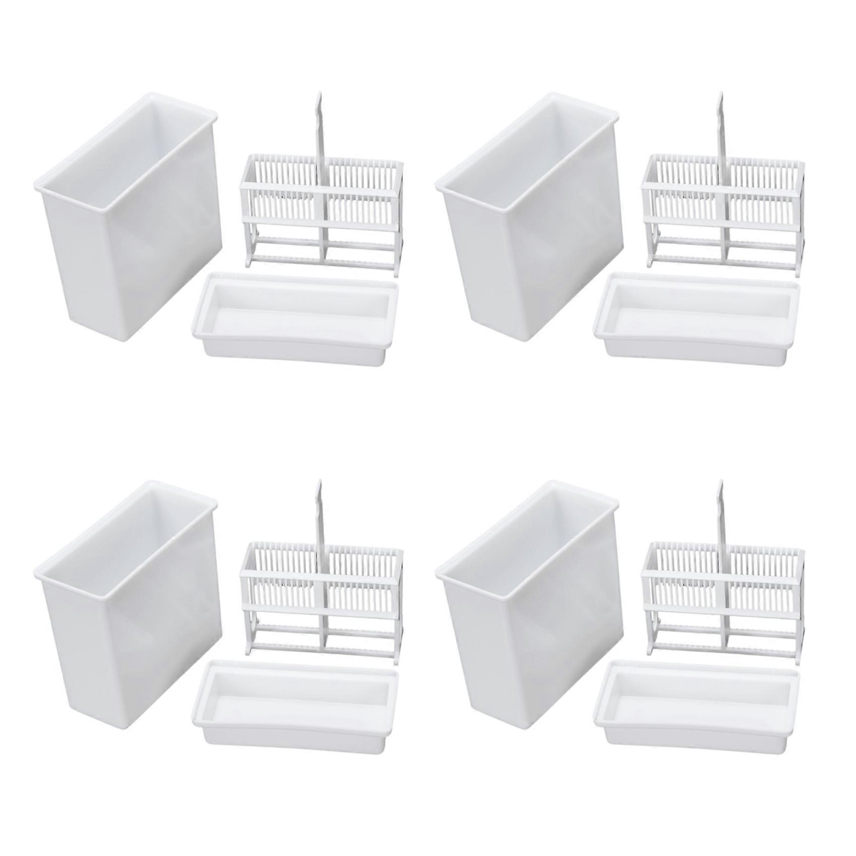 4X 2 in 1 White 24 Pieces Microscope Slides Staining Rack Dish Set