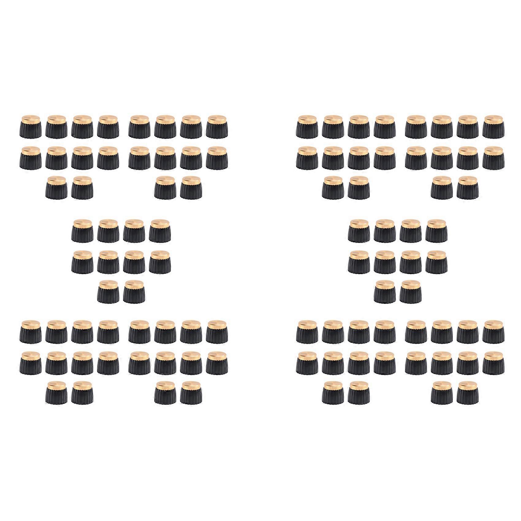 100x Guitar AMP Amplifier Knobs Push-on Black+Gold Cap for Marshall Amplifier